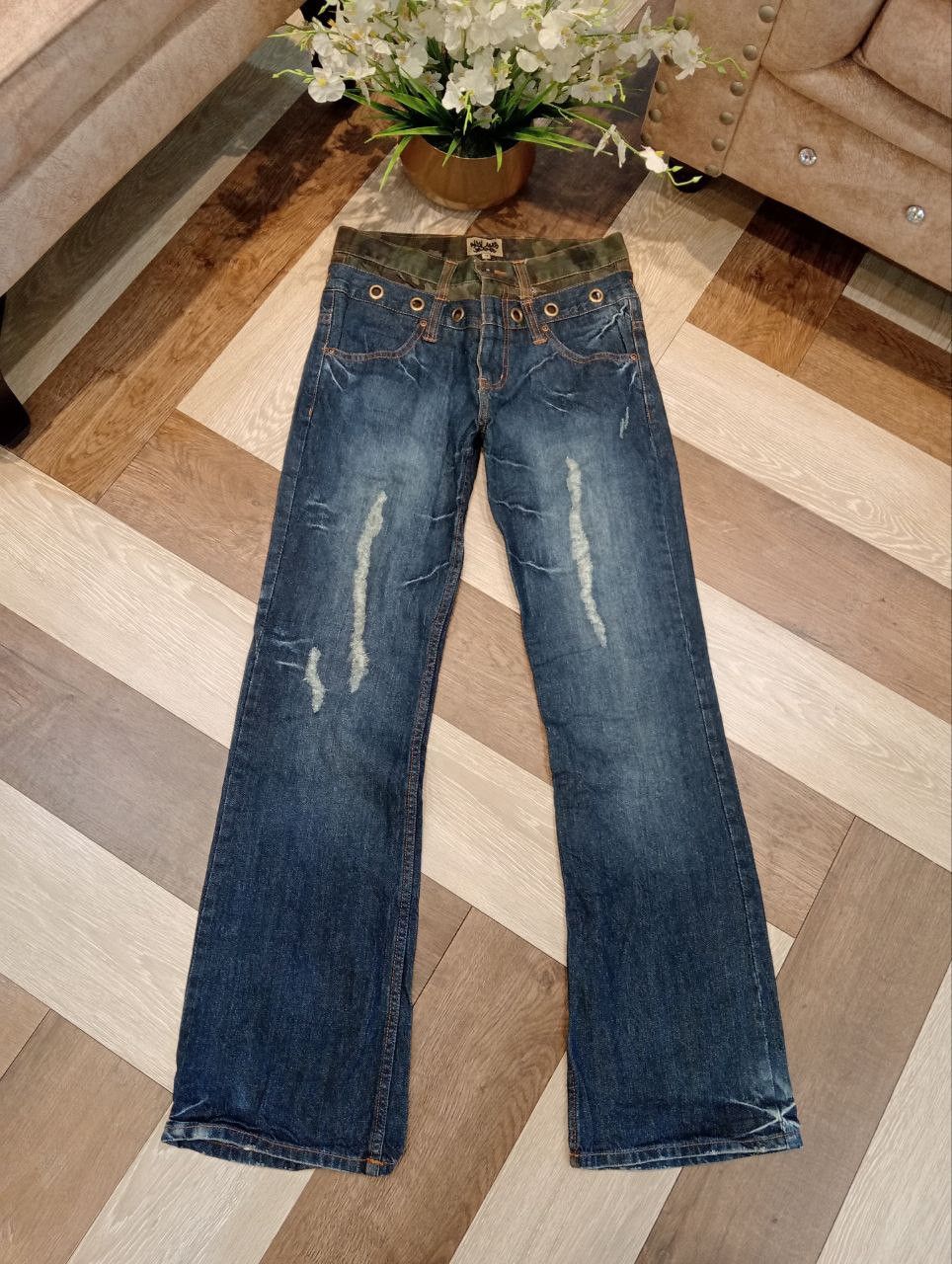If Six Was Nine JAPANESE NYLAUS DOUBLE WAIST FLARED JEANS Size US 31 - 1 Thumbnail