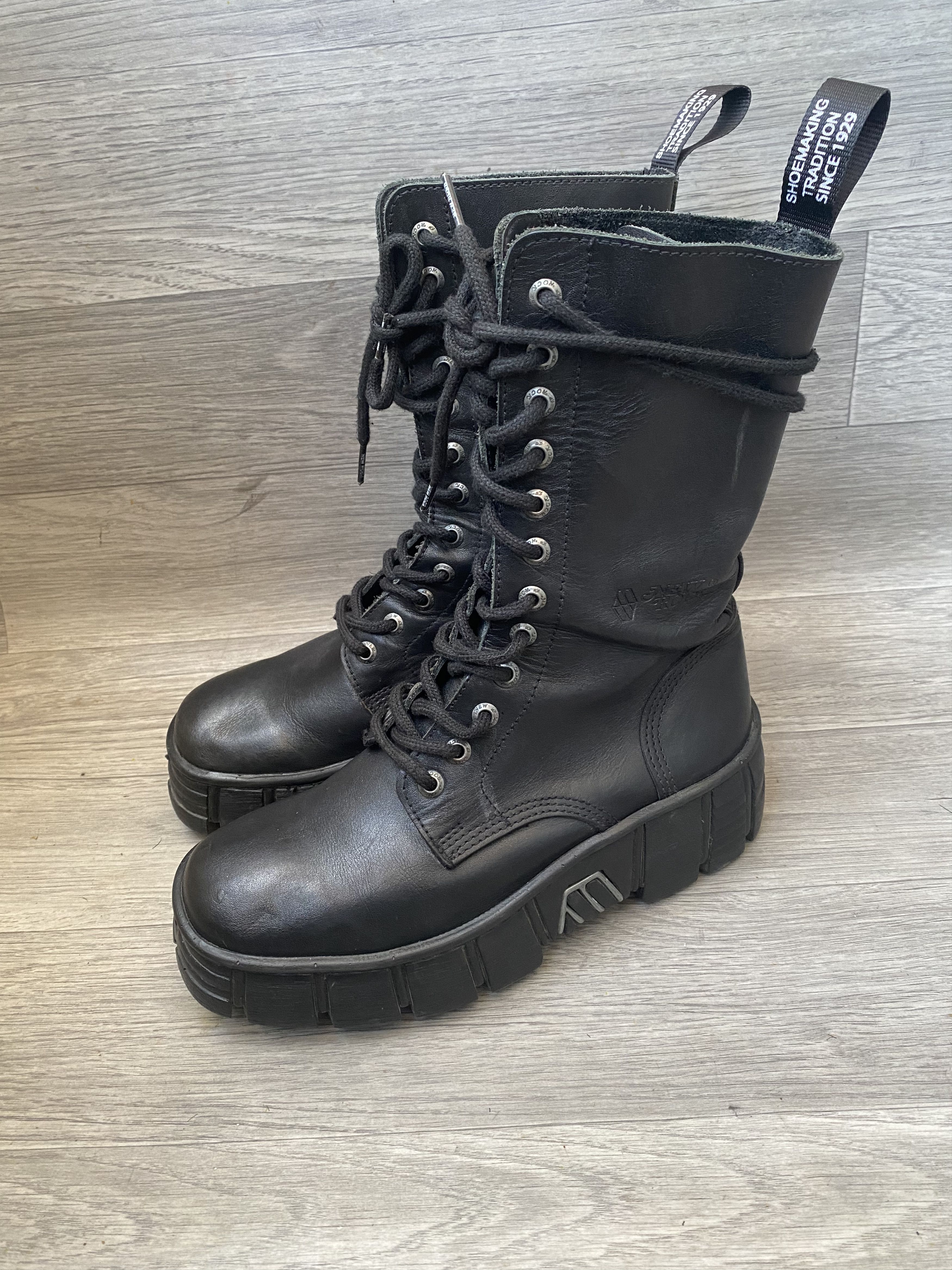 New Rock New rock chunky combat punk leather boots sz 37 Size US 7 / IT 37 - 1 Thumbnail