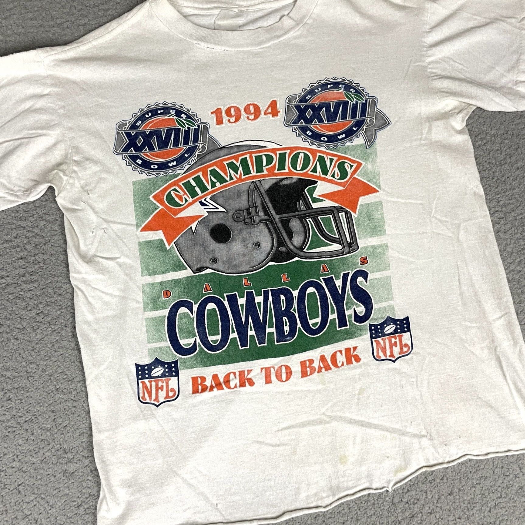 Vintage VINTAGE Dallas Cowboys Shirt Adult S White 1990s NFL Super Bowl Champion Back To Back Nike? Size US S / EU 44-46 / 1 - 4 Thumbnail