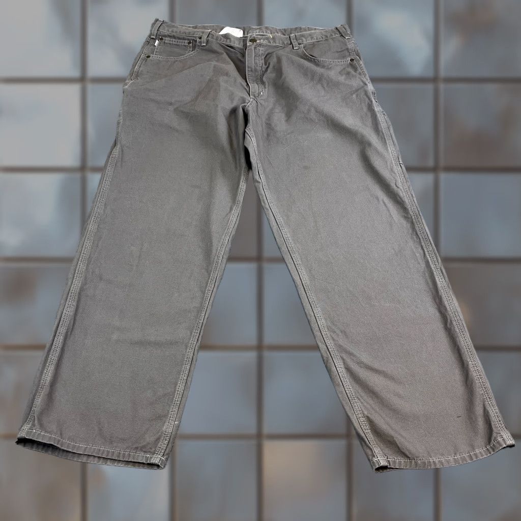 Carhartt VINTAGE Carhartt Mens Carpenter Jeans Cargo Trousers Relaxed Fit 40 32 Grey B159 CHR Size US 40 / EU 56 - 1 Thumbnail
