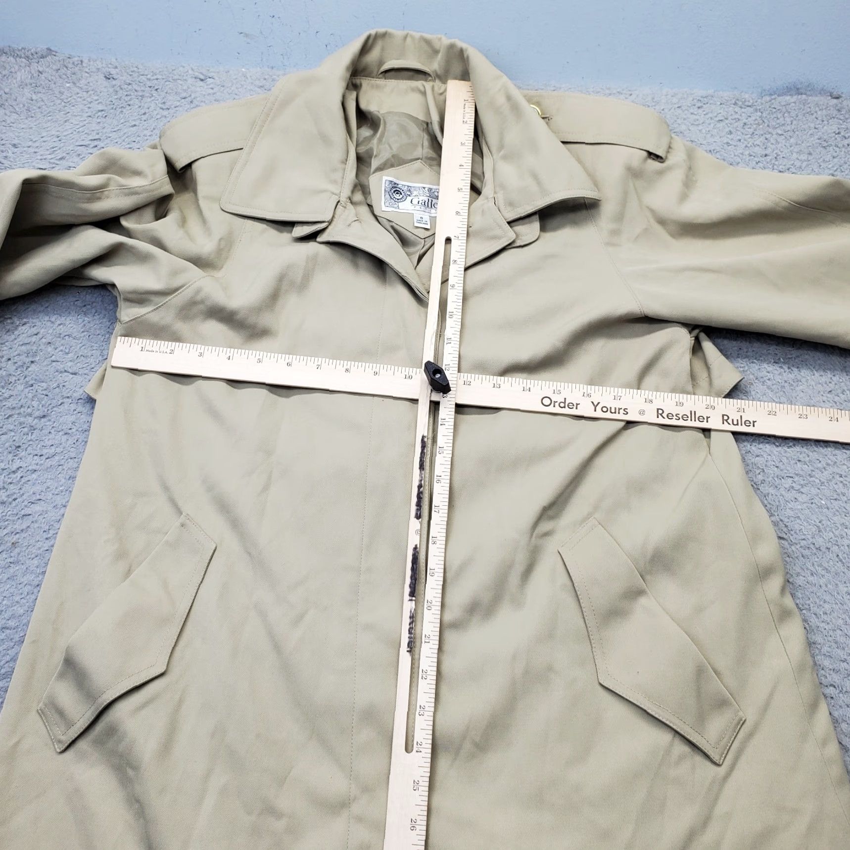 Vintage Gallery Trench Coat Womens Size 6P Tan Lined Long Sleeve Collared Button Front Jacket Size M / US 6-8 / IT 42-44 - 3 Thumbnail