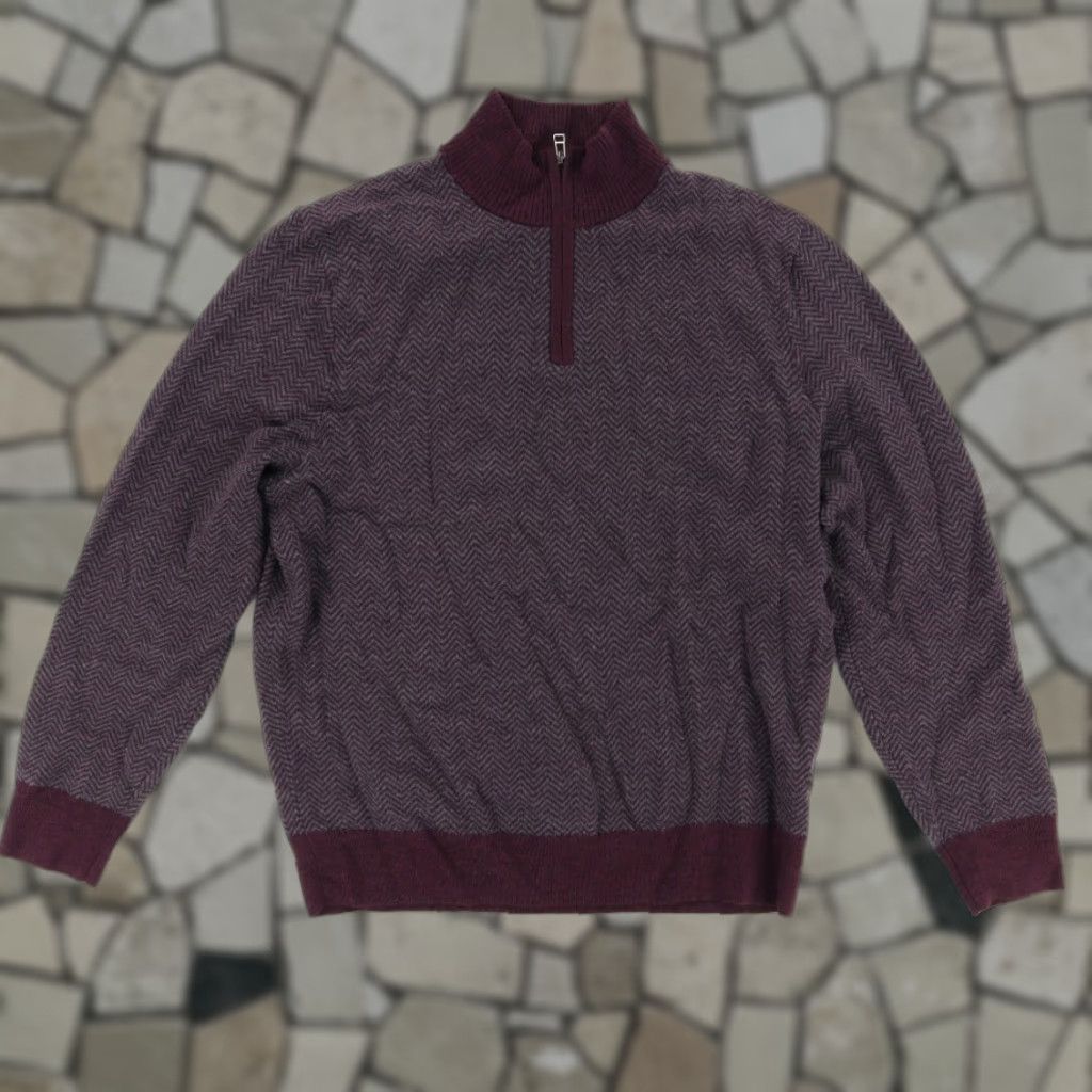 Bonobos Bonobos Herringbone Slim 1/4 Zip Merino Solid Mock Long Sleeve Sweatshirt Purple Men's L Shirt Size US L / EU 52-54 / 3 - 1 Thumbnail