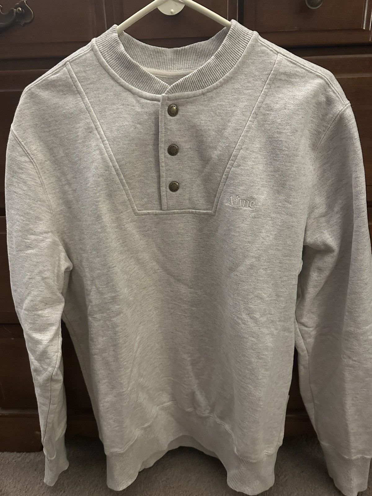 image of Aime Leon Dore Crewneck Henley Large in Grey, Men's