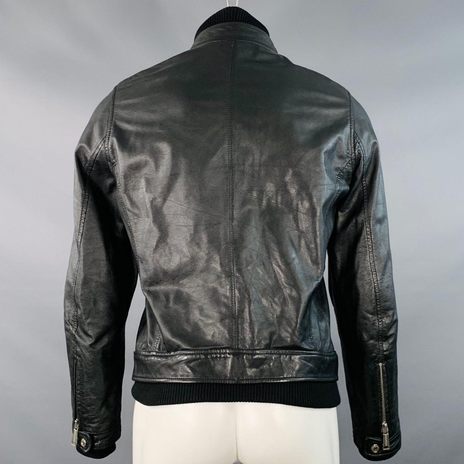 Dsquared2 DSQUARED2 Black Lambskin Leather Knit Trim Double Zipper Size US M / EU 48-50 / 2 - 4 Thumbnail