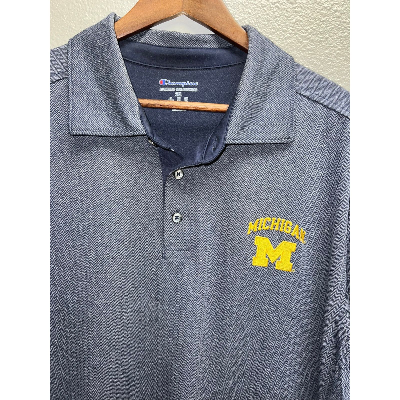 Champion Michigan Wolverines Polo Shirt Champion College Blue 2XL XXL Size US XXL / EU 58 / 5 - 2 Thumbnail