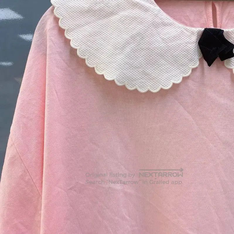 Miu Miu Miu Miu Pink Cotton Tee with Peter Pan Collar . Size L / US 10 / IT 46 - 4 Thumbnail