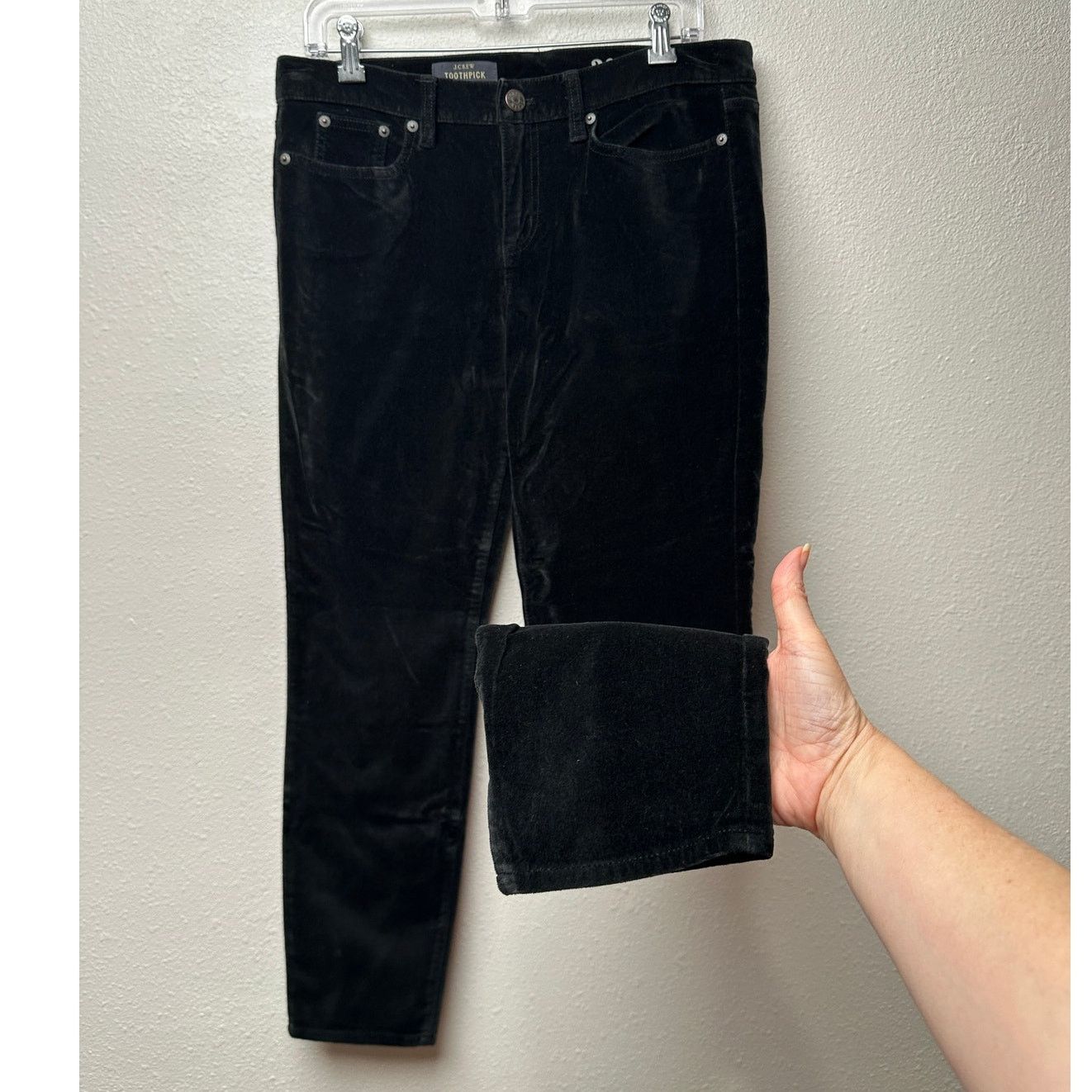 J.Crew J.Crew Pants Black Velour Womens US 30 Toothpick Ankle Size 30" / US 8 / IT 44 - 1 Thumbnail
