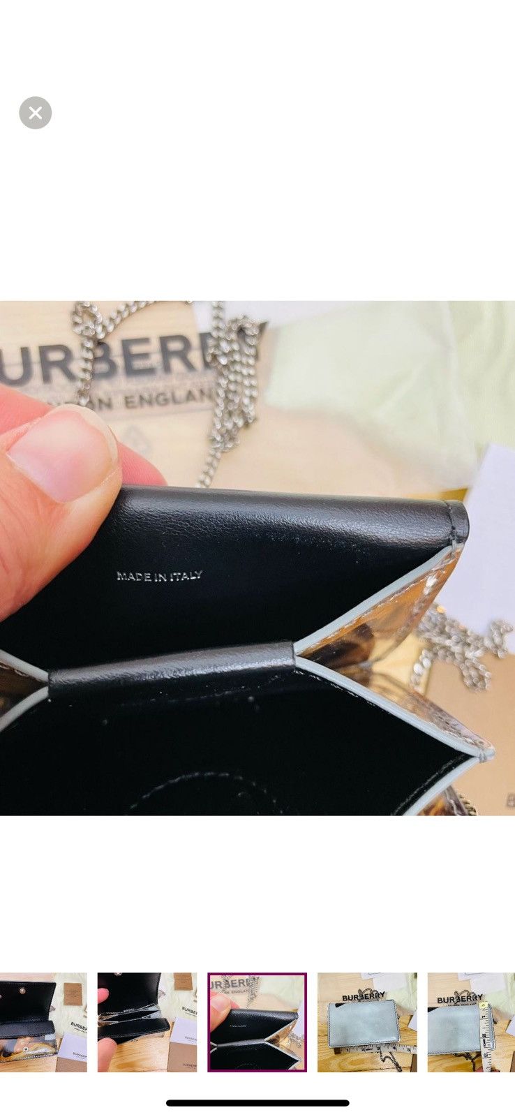 Burberry Burberry White Deer Leather Wallet on Chain Brown Size ONE SIZE - 9 Thumbnail