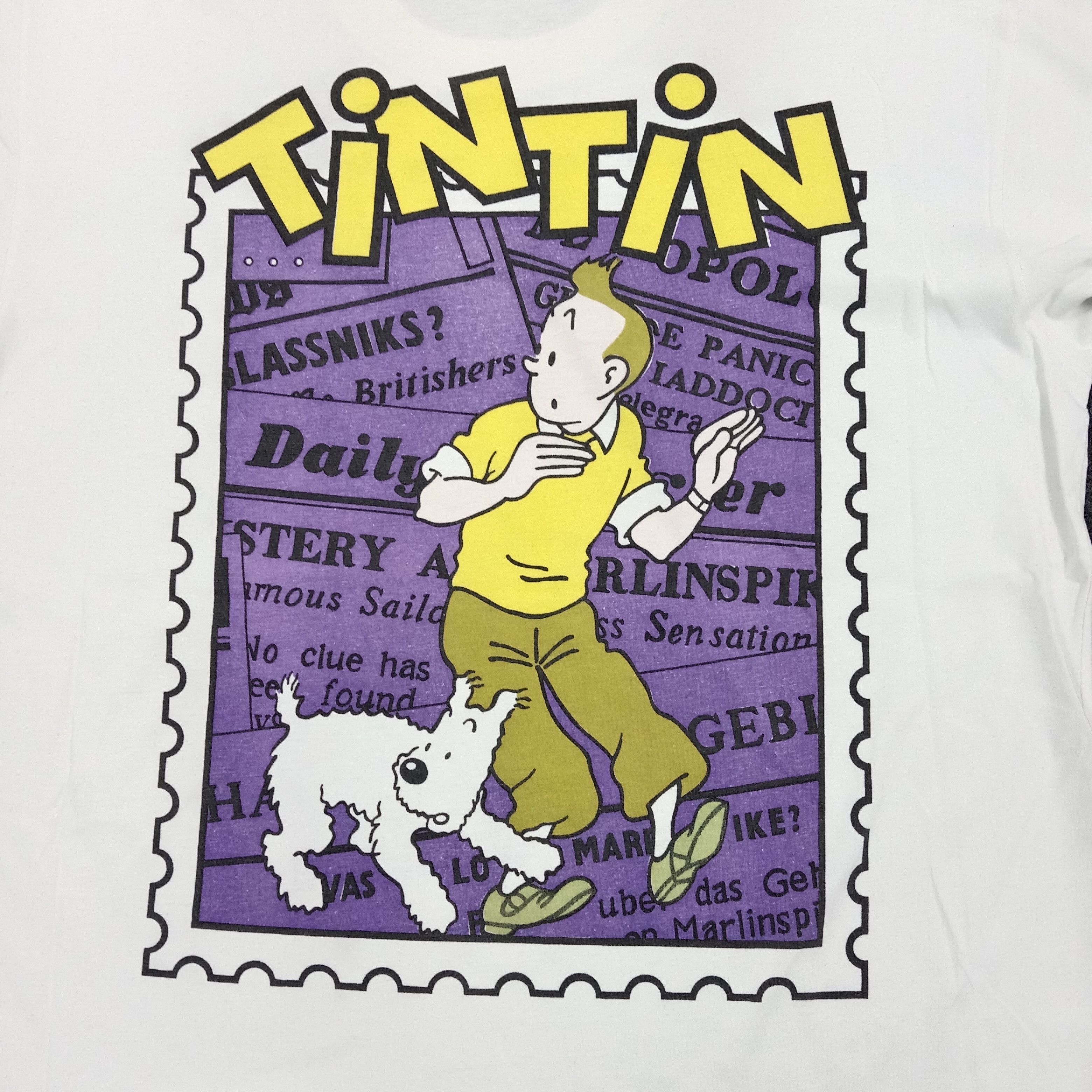 Vintage 90's Tintin American Cartoon Single Stitch Tshirt C294N75 Size US XL / EU 56 / 4 - 5 Thumbnail
