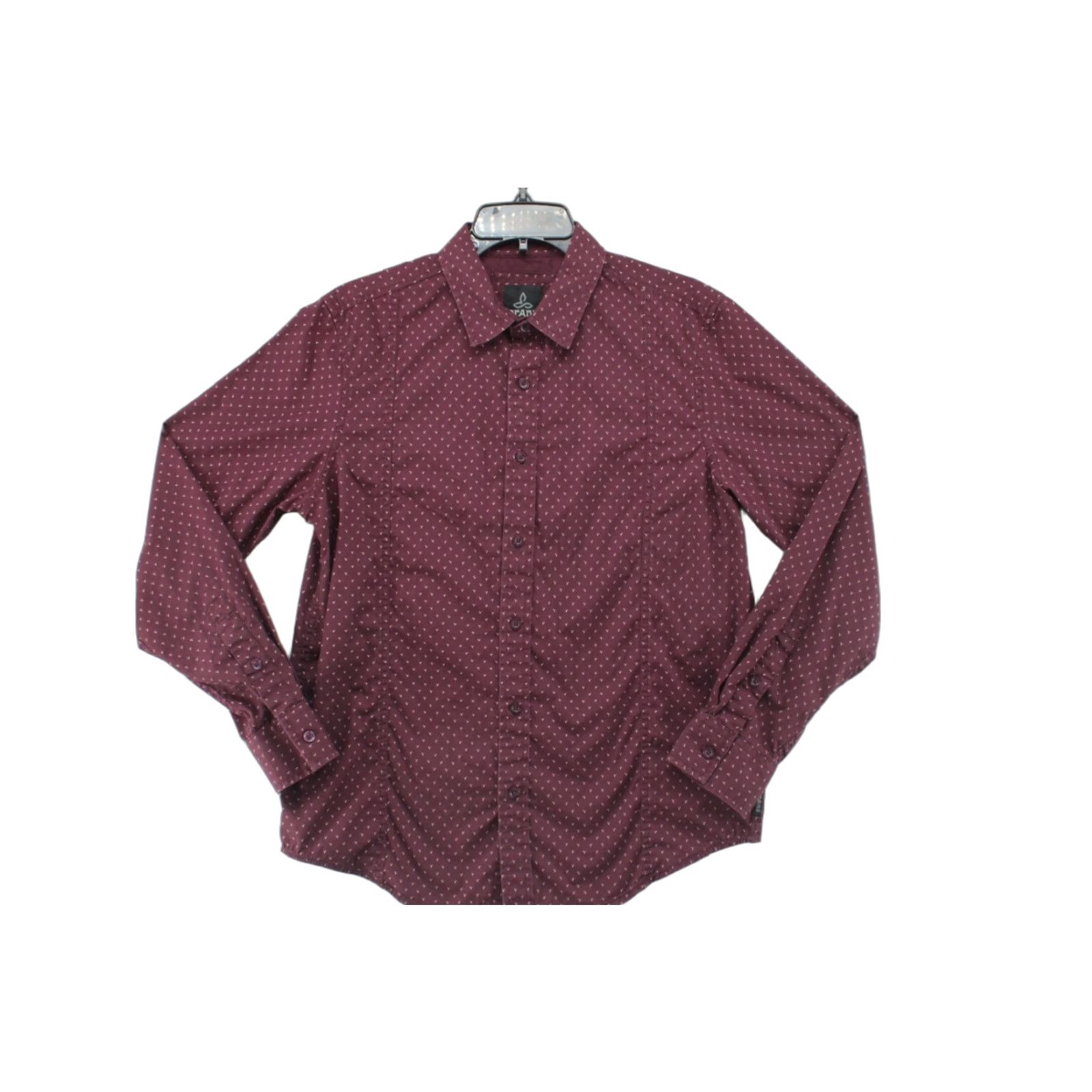 Prana prAna Shirt Mens Small Burgandy Slim Button Up Long Sleeve Flip Cuff Geometric Size US S / EU 44-46 / 1 - 1 Thumbnail