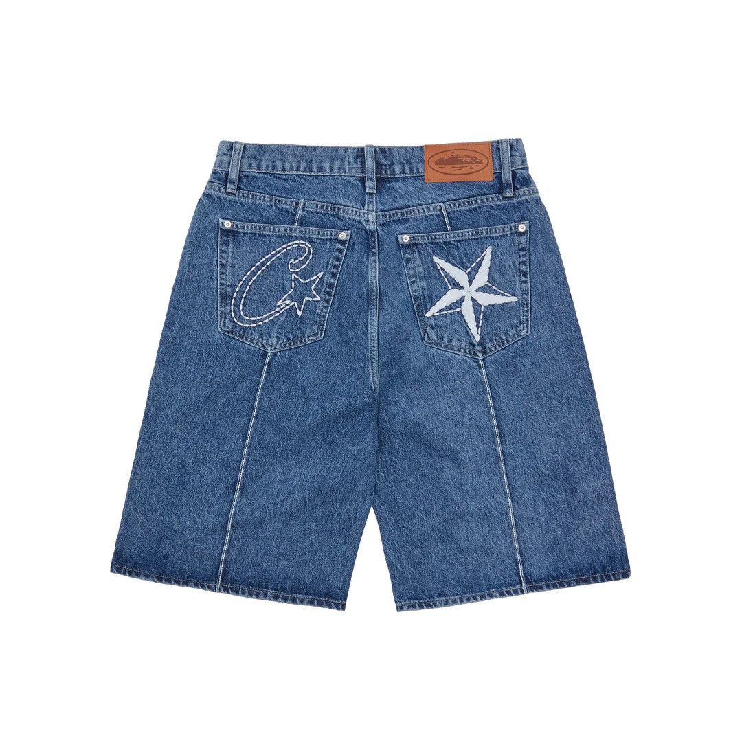 Corteiz C-STAR DENIM SHORTS [FADED BLUE] Size US 30 / EU 46 - 2 Thumbnail
