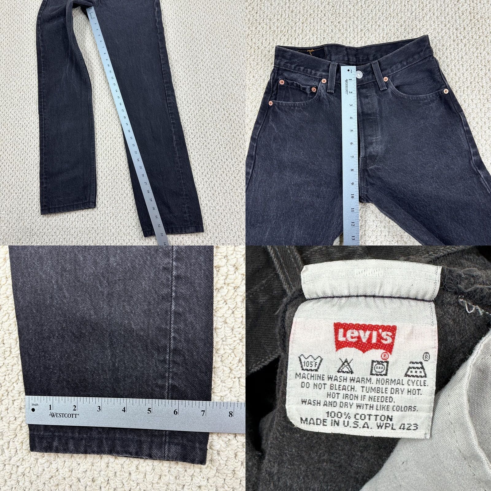 Levi's VINTAGE Levi's 501 Jeans Womens 26x33 Black Straight Made in USA 90s Size 26" / US 2 / IT 38 - 8 Thumbnail