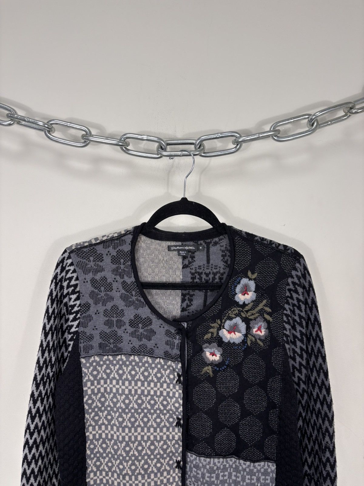 Gudrun Sjoden Gudrun Sjoden Embroidered Floral Wool Cardigan Sweater Size M / US 6-8 / IT 42-44 - 2 Thumbnail