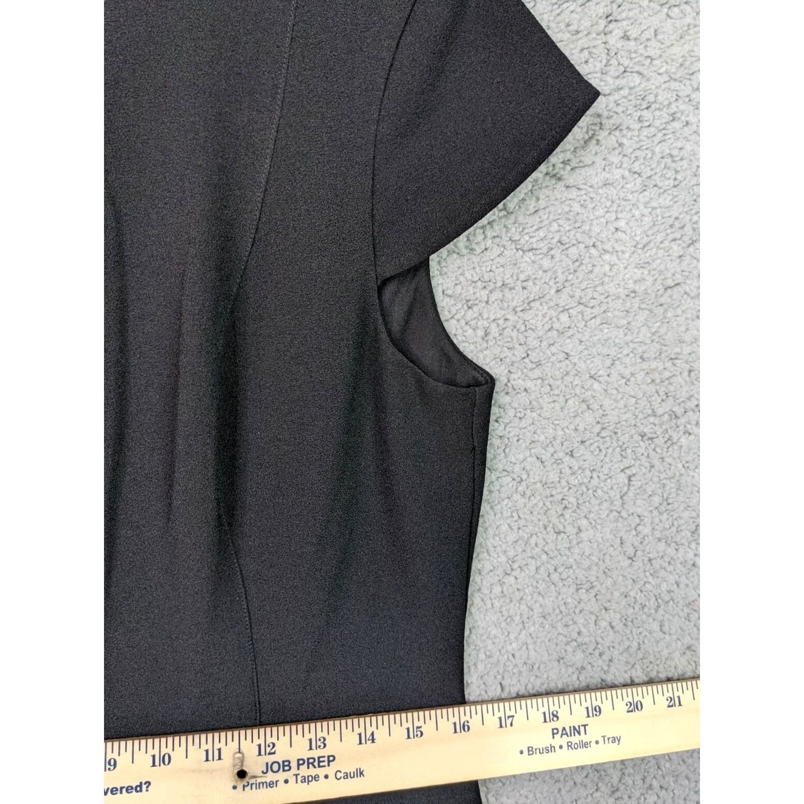 Vintage Eliza J Dress Shirt Womens Black Knee Length Scalloped Fit Flare Size 10 Sleeveless Crew Neck Knit Zip Lined Costume/Party/School/Office Size 32" / US 10 / IT 46 - 7 Thumbnail
