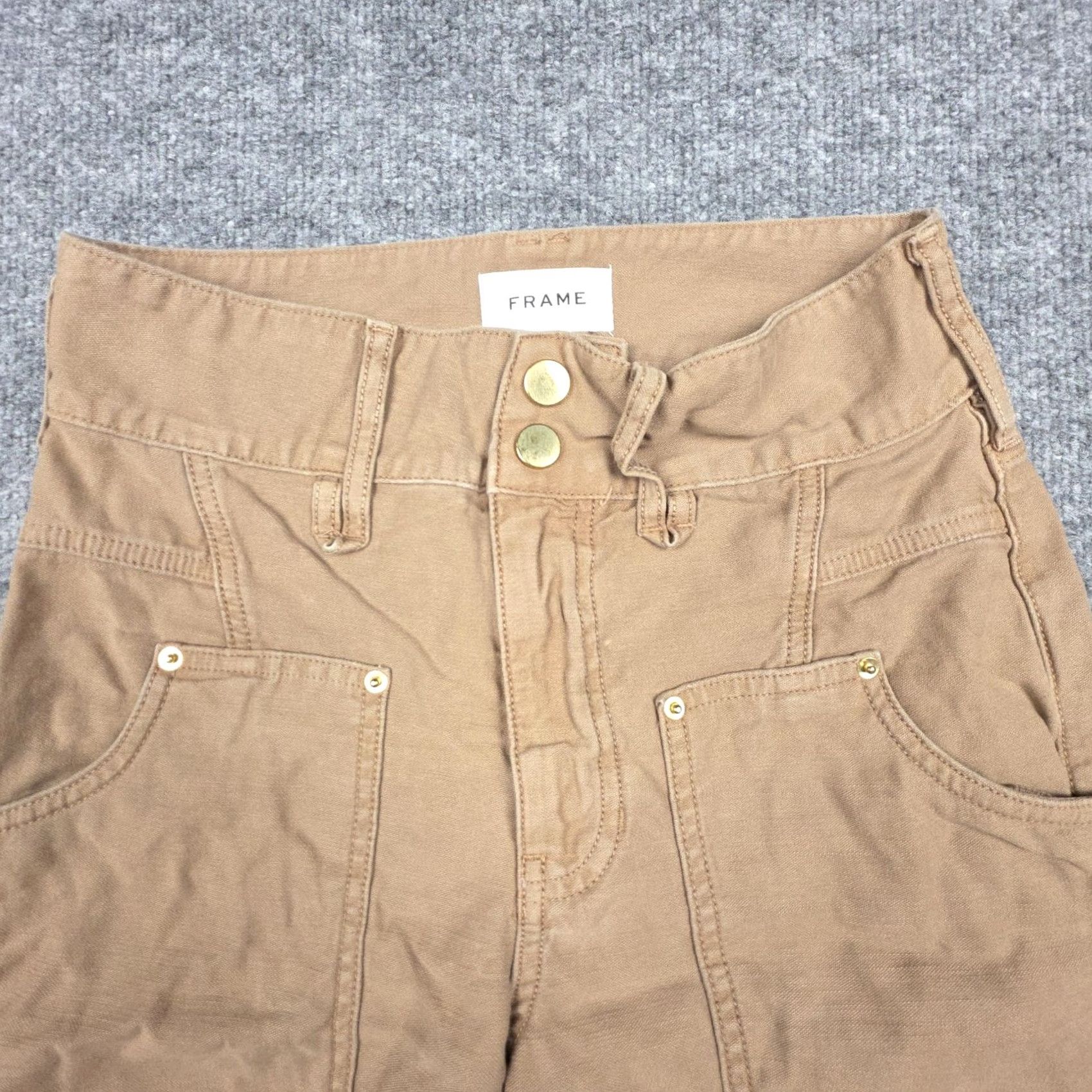 Frame FRAME Twisted Utility Pants Women's 24 Brown Workwear Frayed Hem 100% Cotton Pants Regular Women Size 42" / US 20 - 6 Thumbnail
