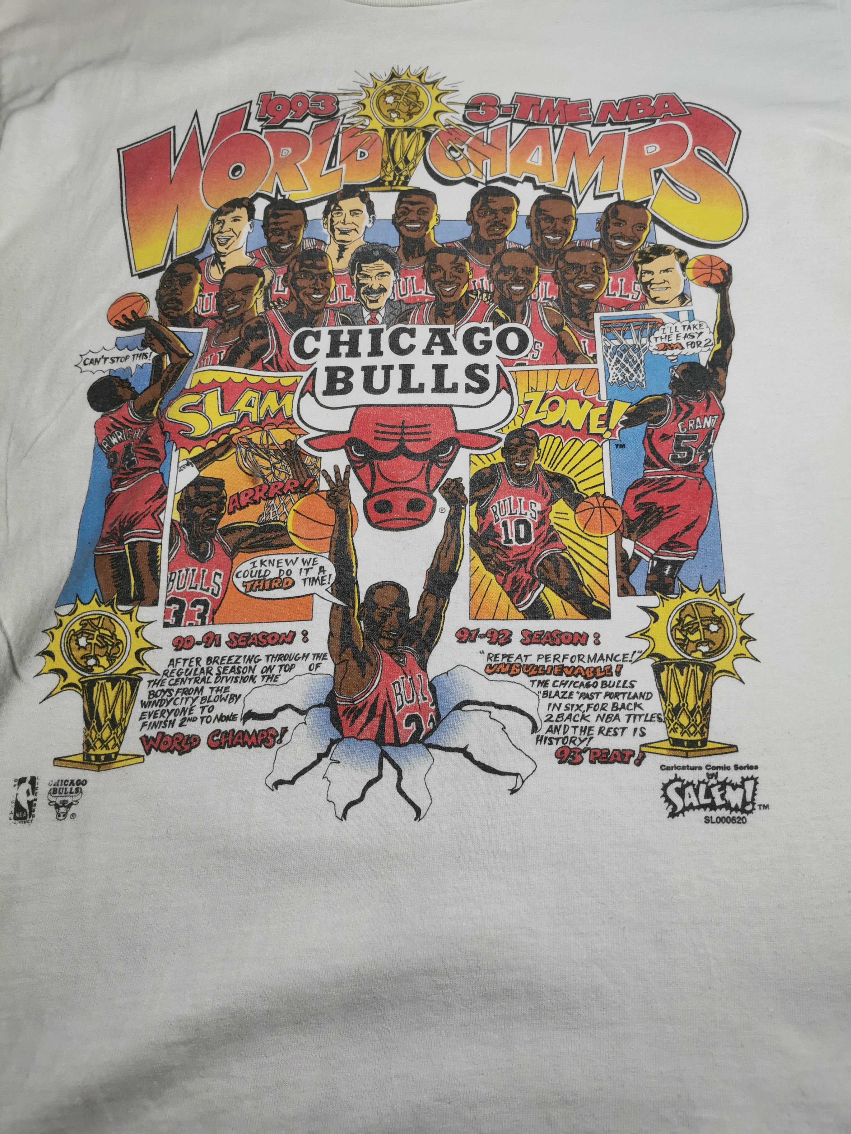 Salem Sportswear 🇺🇸🔥 90s Vintage Chicago Bulls 3 Time NBA Champions Size US L / EU 52-54 / 3 - 8 Thumbnail