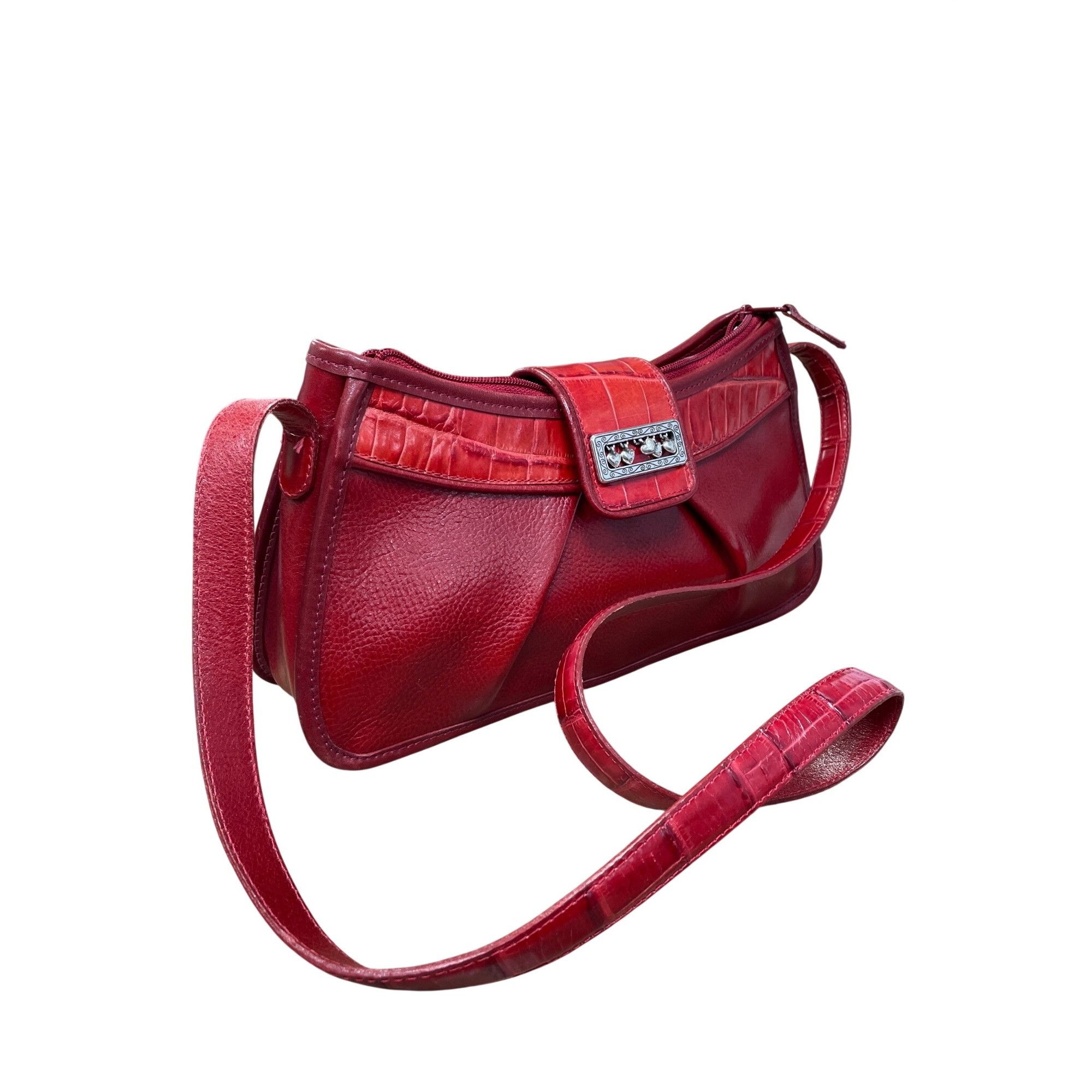 Brighton Brighton womans red leather pebbled shoulder handbag style A Size ONE SIZE - 3 Thumbnail