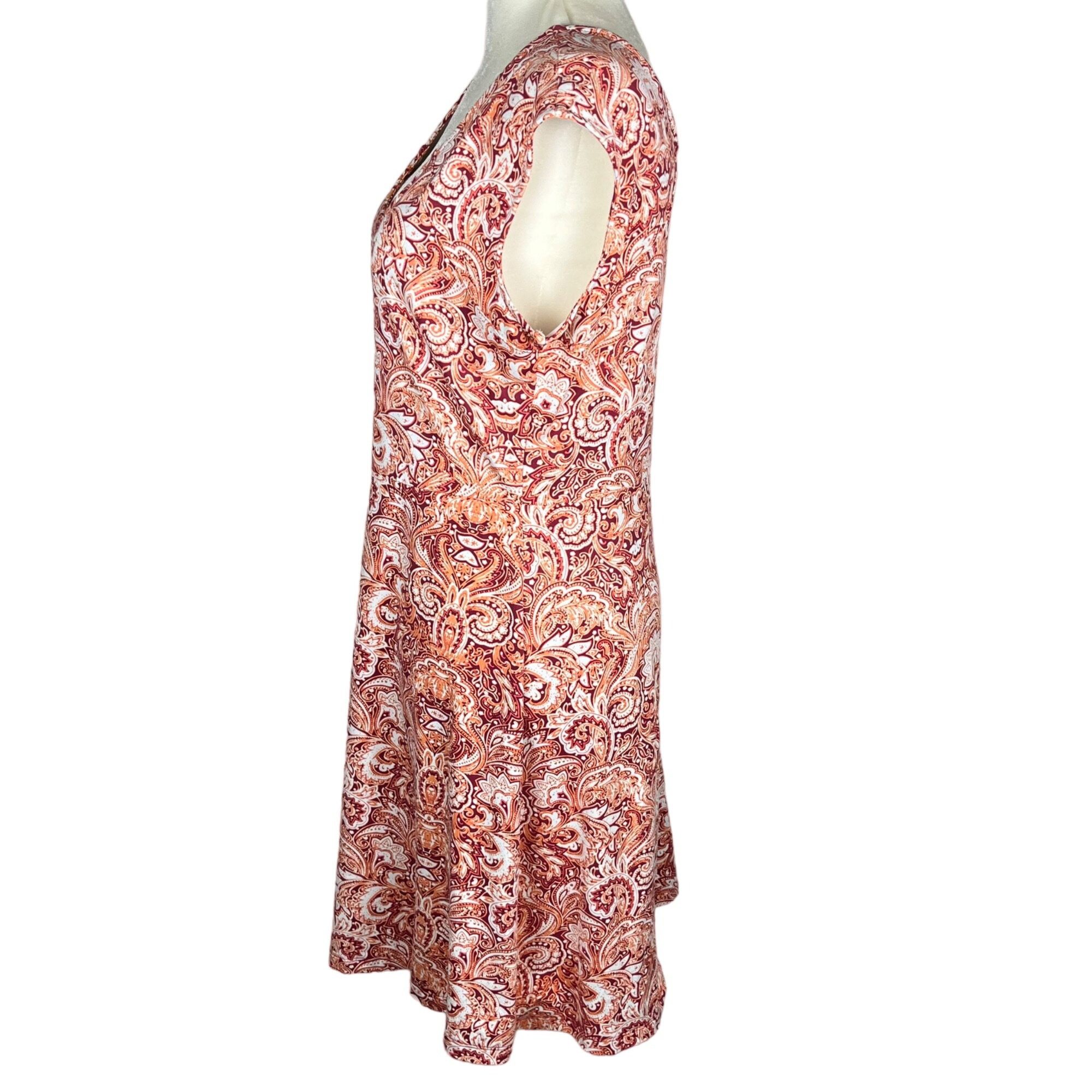 Other Title Nine Double Dare Paisley Athletic Dress V-Neck Cap Sle Size M / US 6-8 / IT 42-44 - 3 Thumbnail