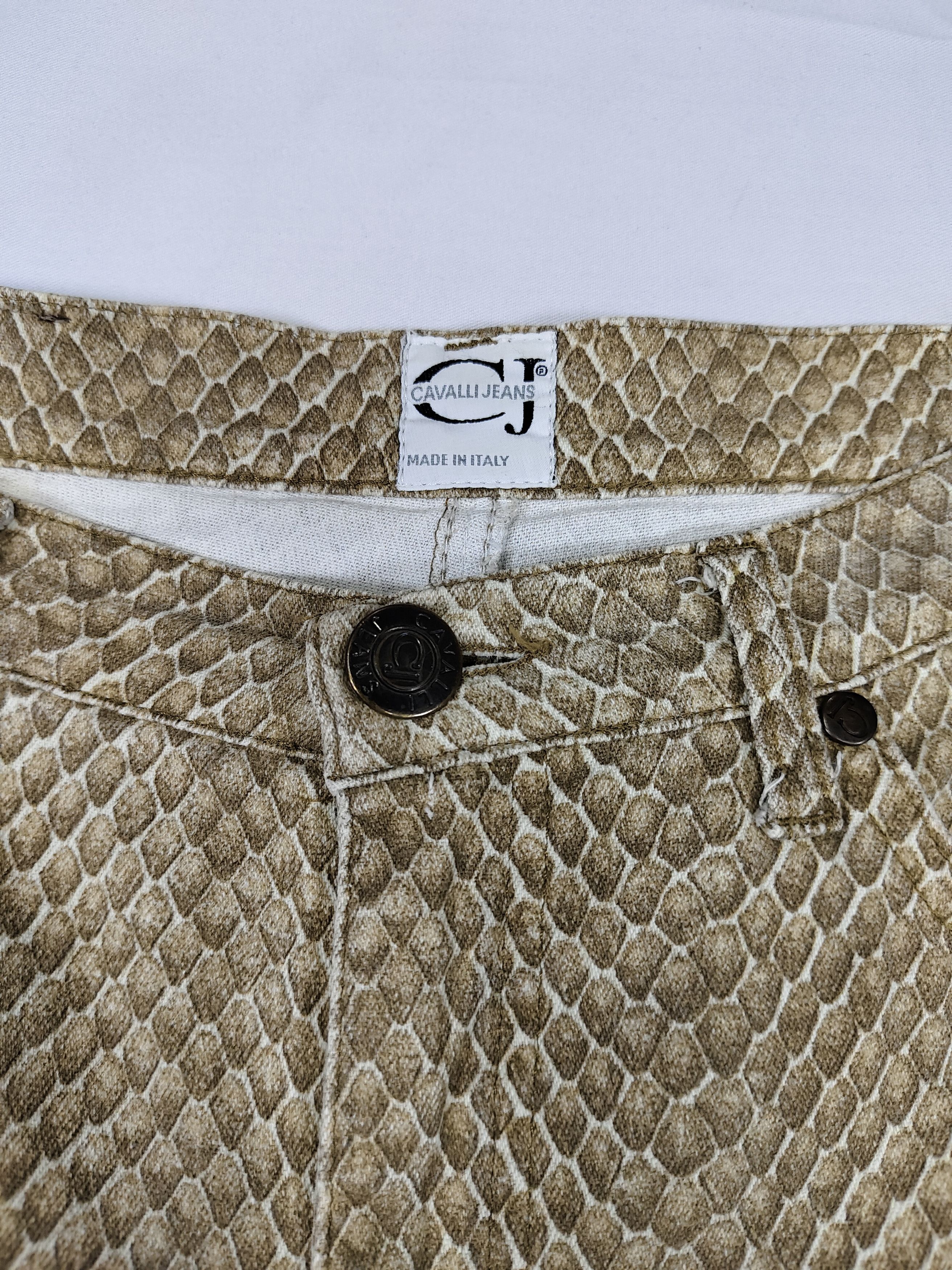 Roberto Cavalli 90s Cavalli Jeans- Python Skin Print Glam Rock Trousers Size 31" - 8 Thumbnail