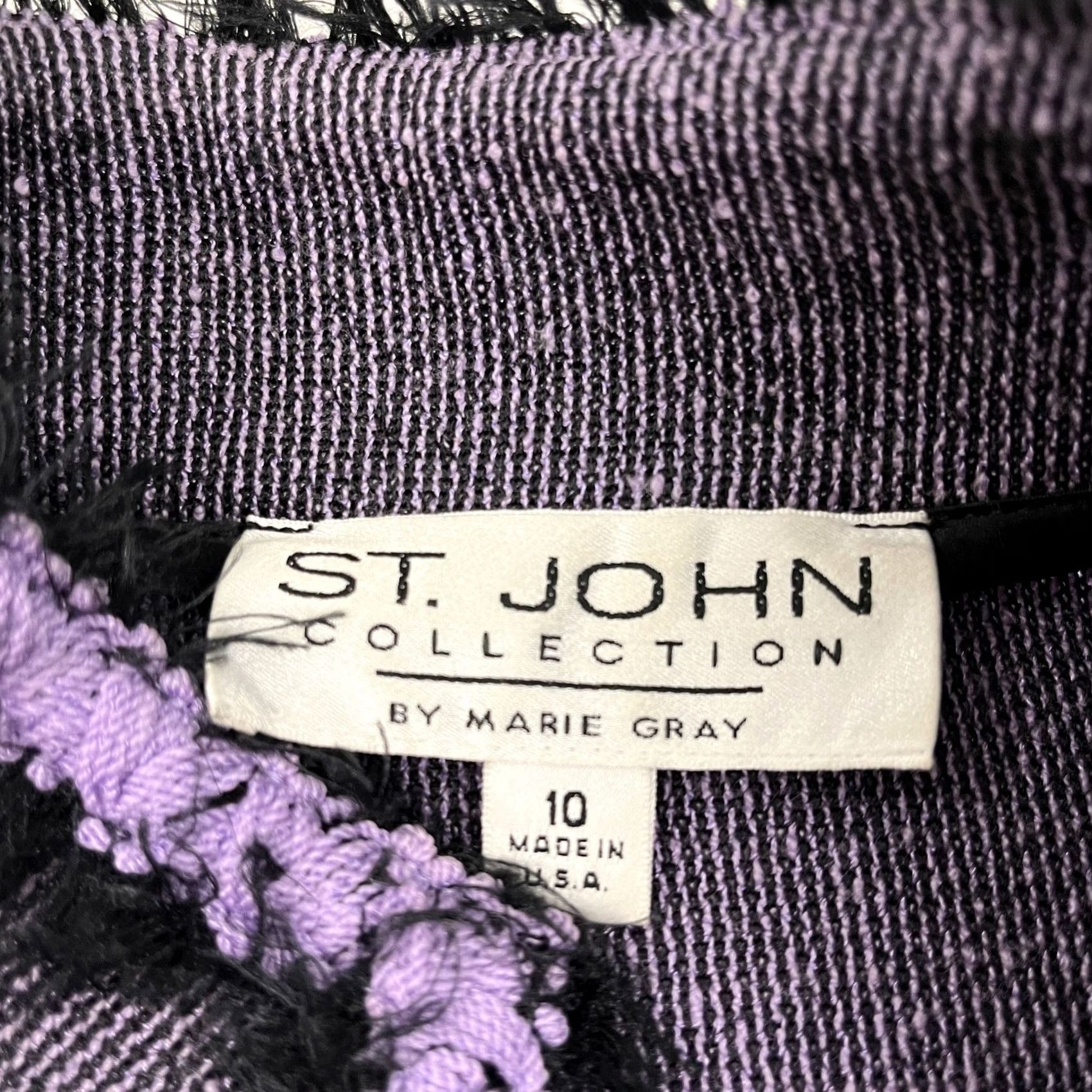 Vintage VINTAGE St John Blazer Womens Size 10 Purple Wool Boucle Knit Zip Fringe Academia Prep 90s Womens Size L / US 10 / IT 46 - 2 Thumbnail