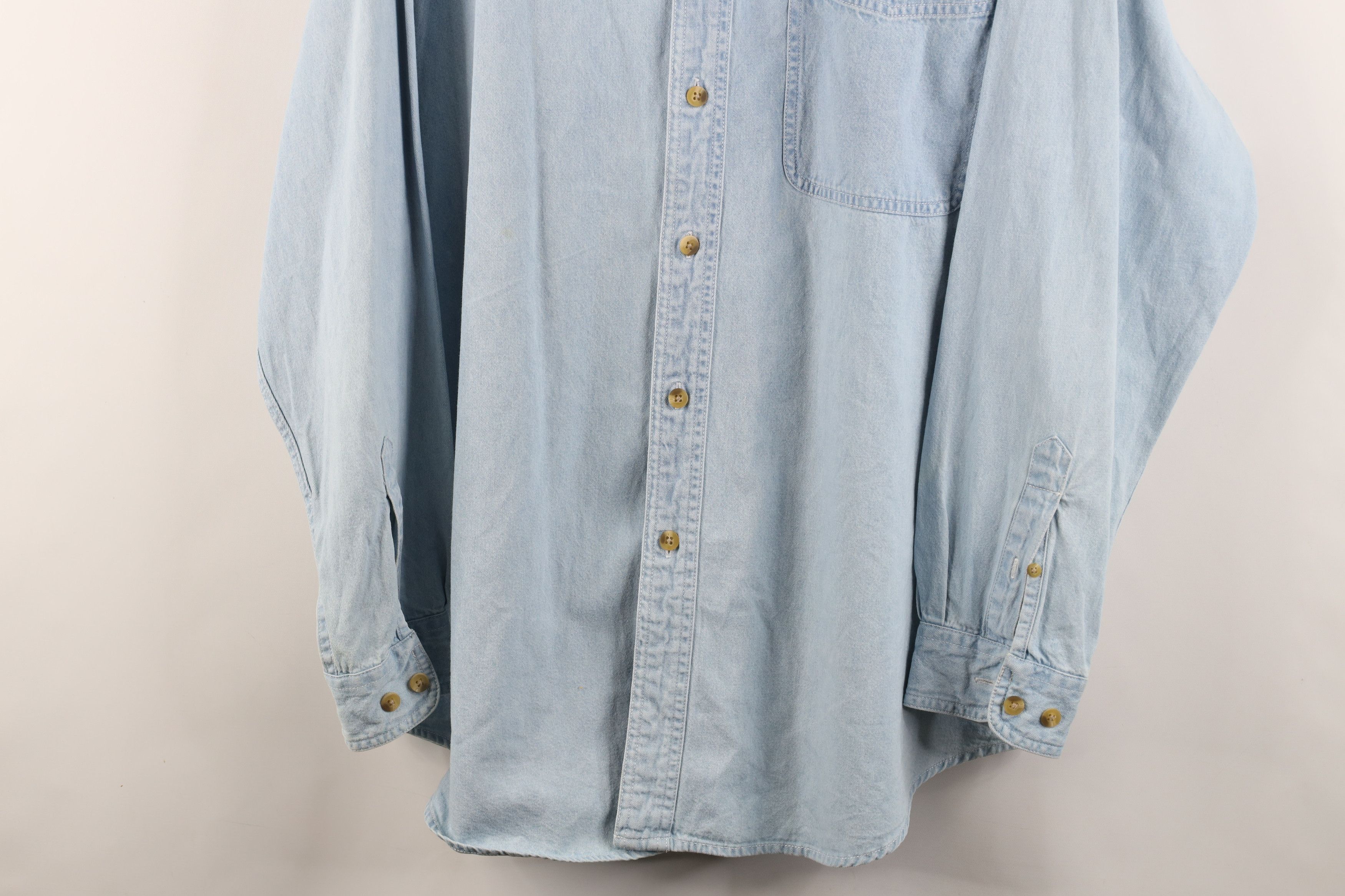 Vintage Vintage 90s Ohio State University Denim Jean Button Shirt Size US L / EU 52-54 / 3 - 3 Thumbnail