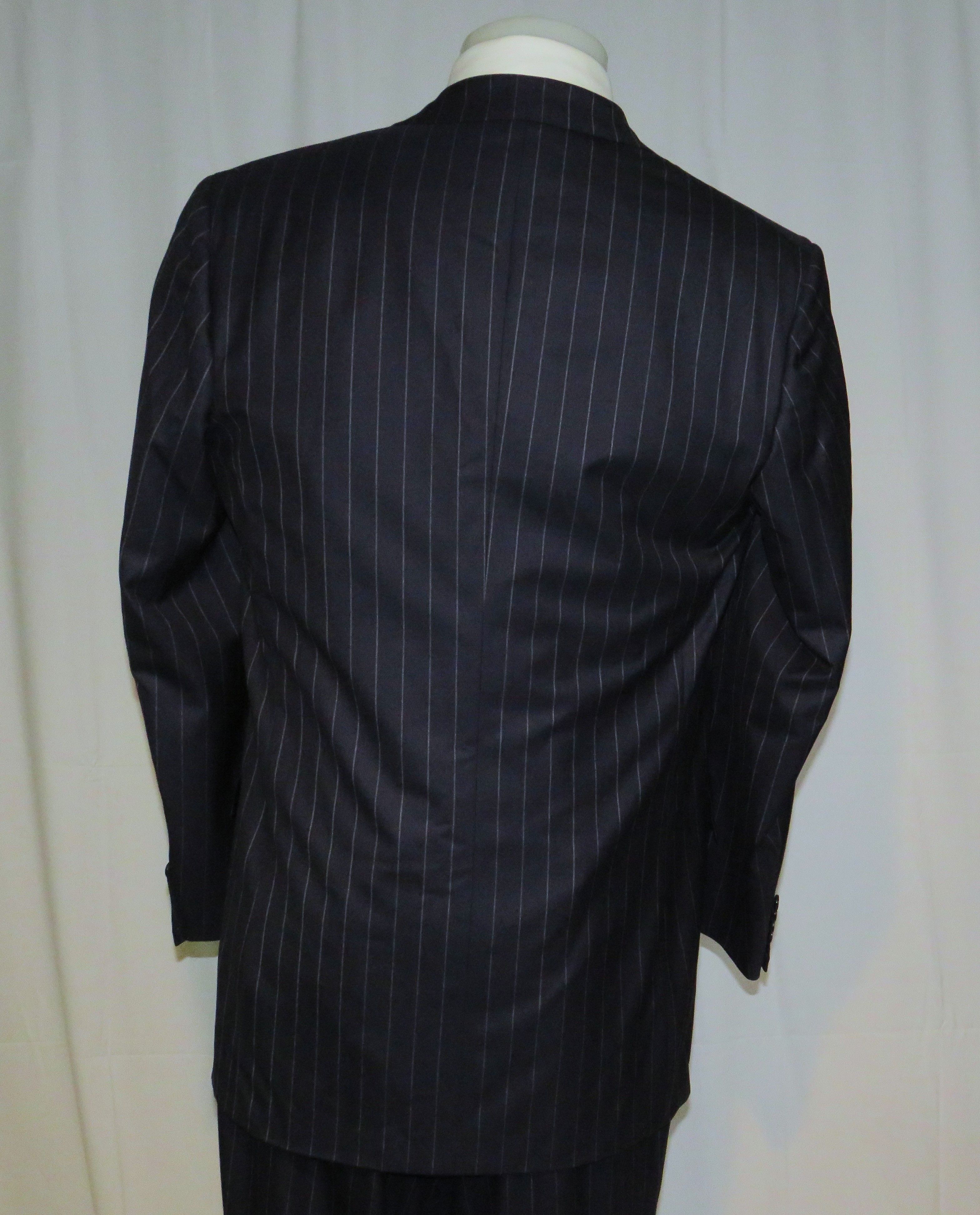 Brioni Super 160 Nomentano Custom Navy Stripe Two Button Suit 42L Size 42L - 11 Thumbnail