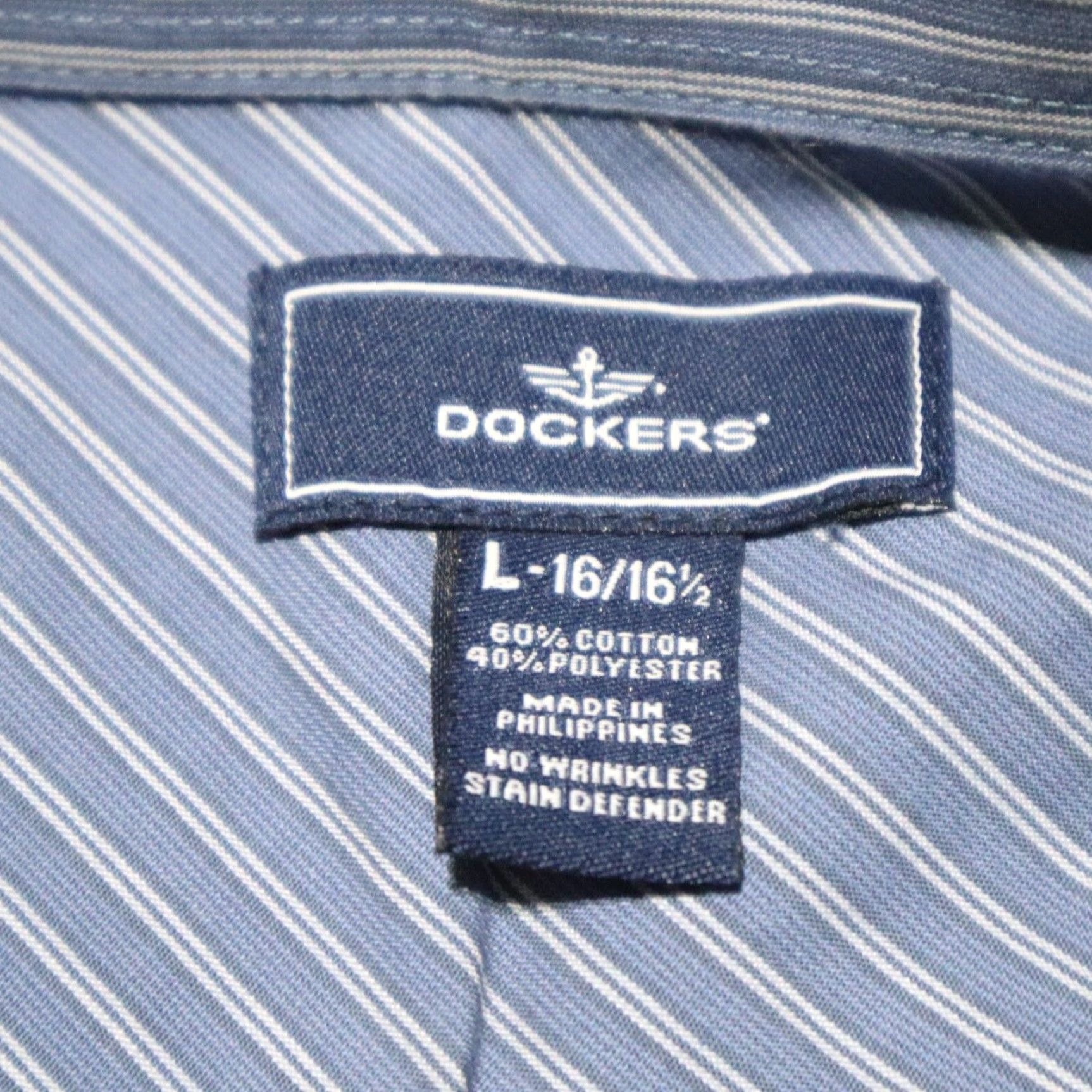 Dockers Dockers Shirt Button-Up Long Sleeve Blue Striped 16/16.5 Size L Large 16 16.5 Adult Men Size Regular Blue Shirt Button Front Size US L / EU 52-54 / 3 - 3 Thumbnail