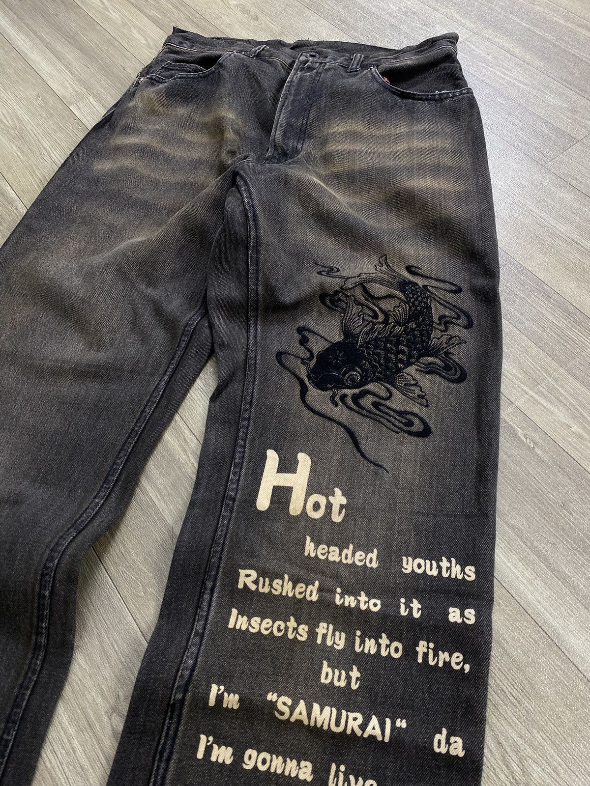 PPFM Vintage PPFM Sukajan Koi Fish Embroidery Samurai Style Jeans Size US 28 / EU 44 - 5 Thumbnail