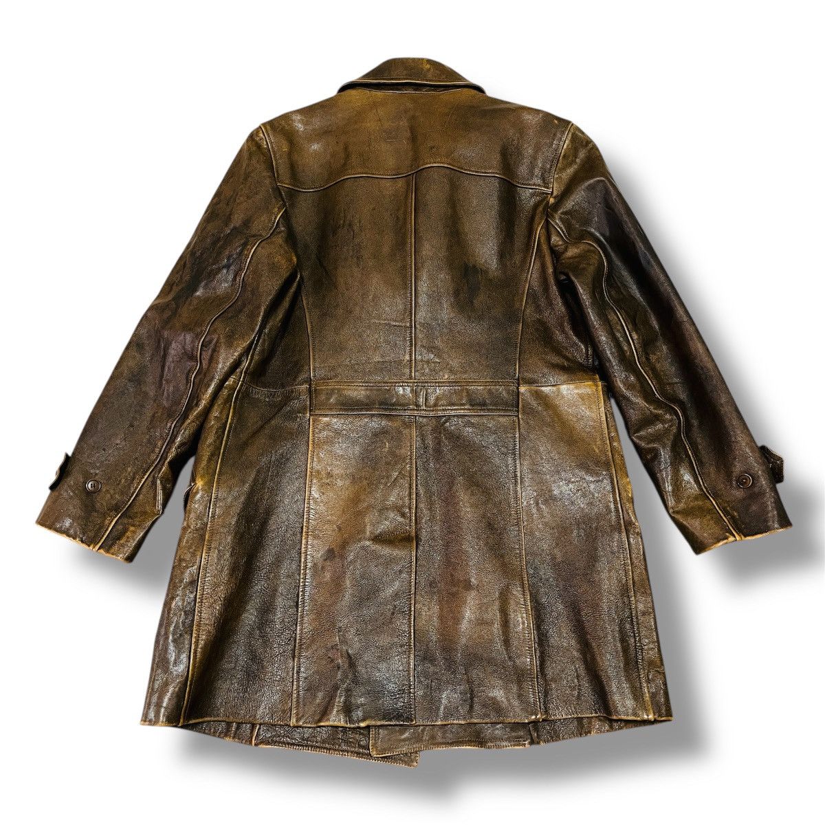 Genuine Leather × John Varvatos JOHN VARVATOS GOAT LEATHER TRENCH COAT ITALY SIZE 52 Size US L / EU 52-54 / 3 - 3 Thumbnail