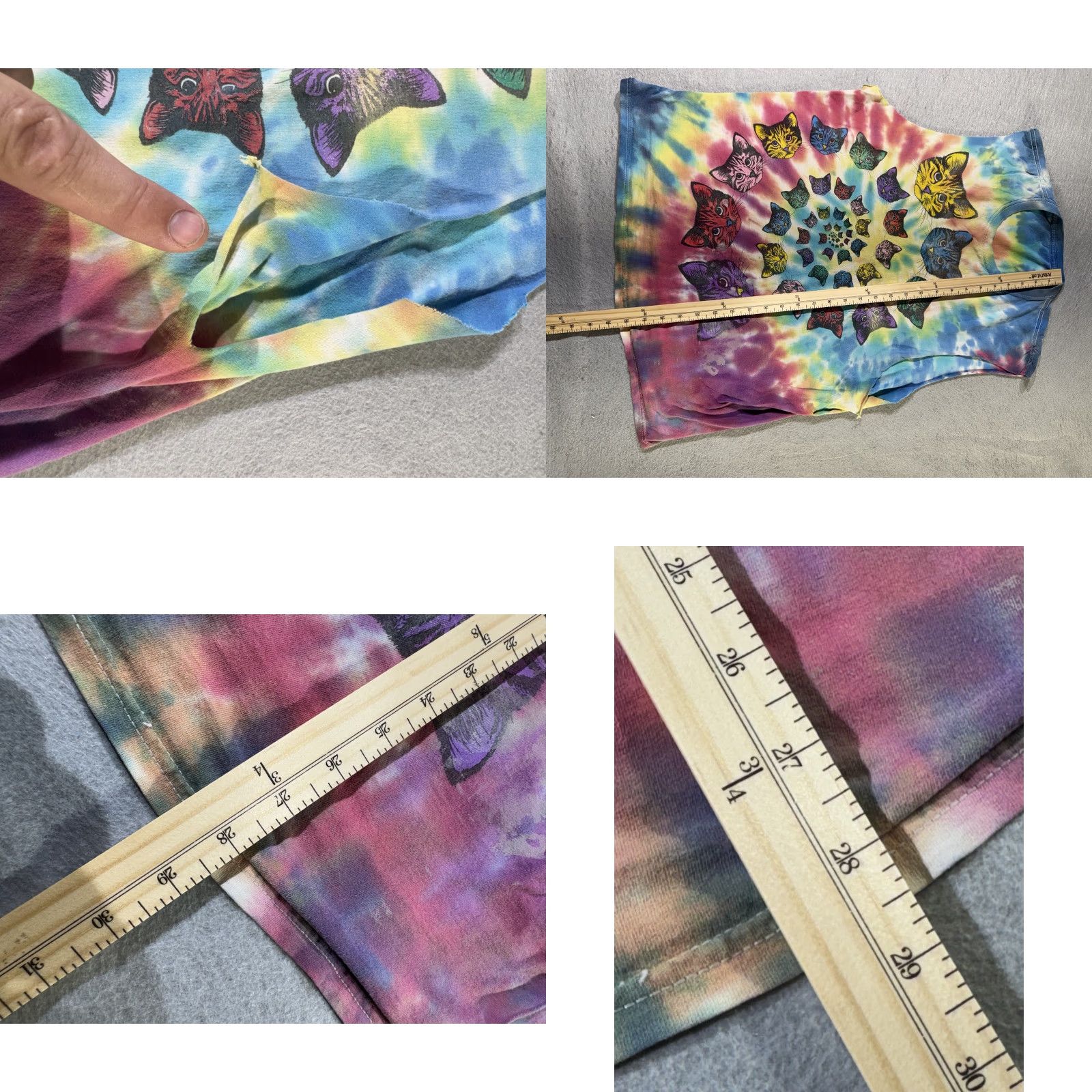 Vintage VINTAGE Tie Dye Cat Shirt Mens Large Spiral Trippy Psychedelic Graphic Upcycled y2k VTG Size US L / EU 52-54 / 3 - 8 Thumbnail