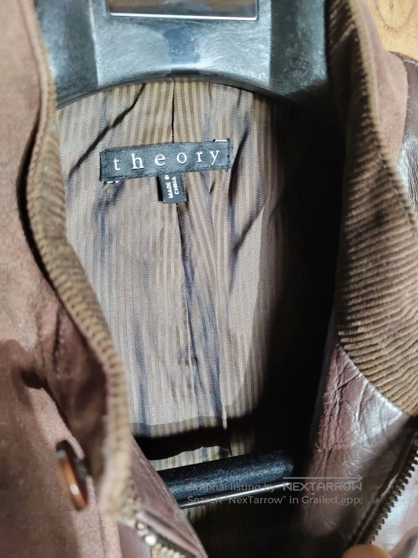 Theory Brown Leather Jacket with Metal Zip. Size US M / EU 48-50 / 2 - 3 Thumbnail