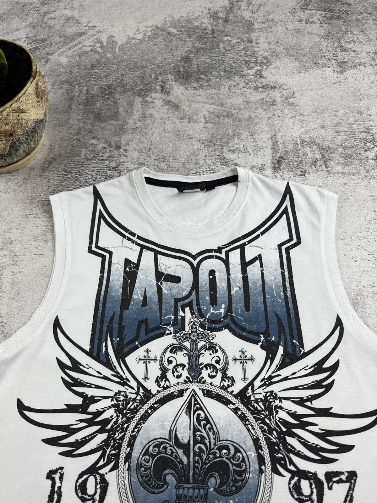 Rap Tees Vintage TAPOUT Crazy Y2K Rap Hip Hop Sleeveless White UFC Top T Shirt Jersey Tee Size US M / EU 48-50 / 2 - 6 Thumbnail
