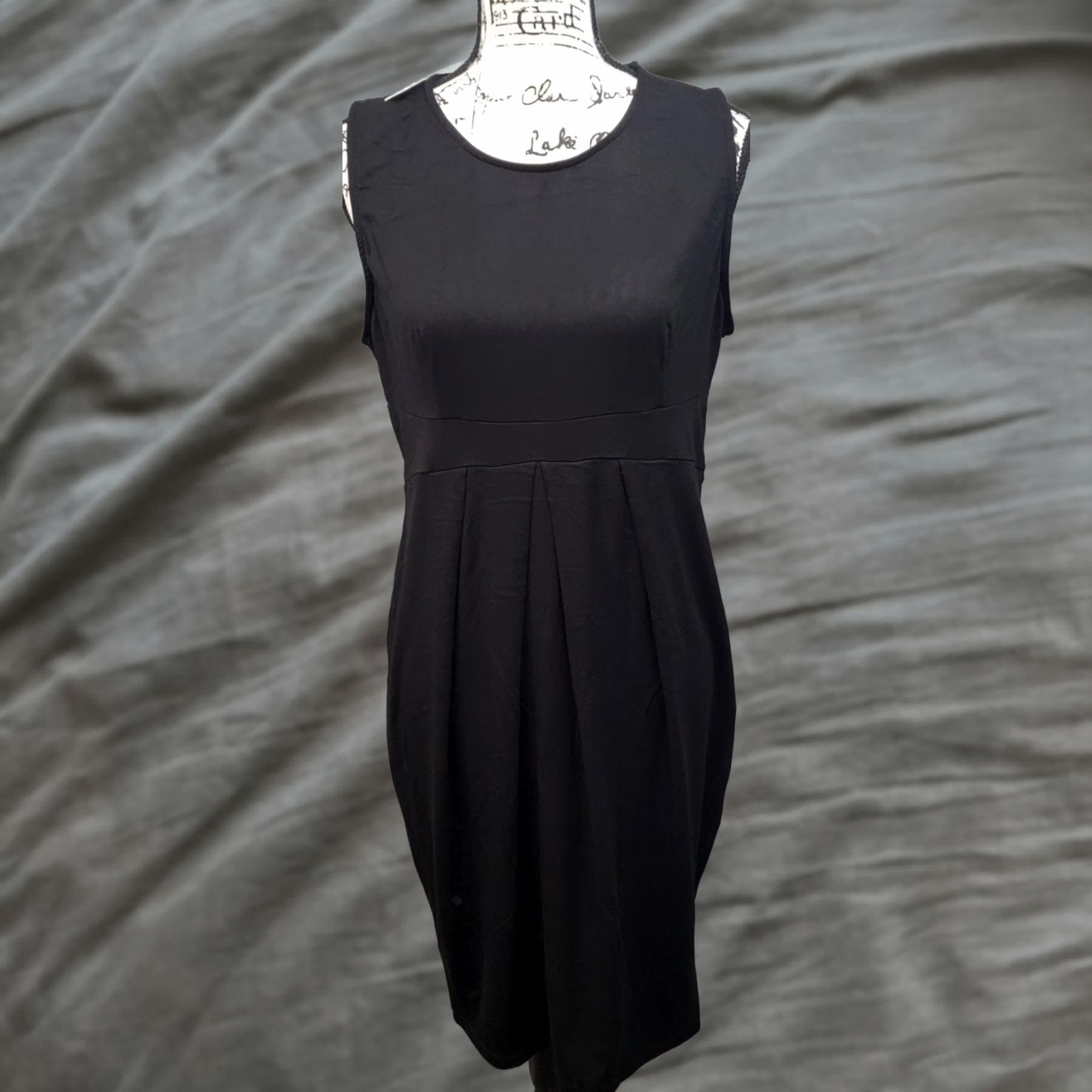 Vintage Hello Miz Midi Dress Womens Size L Black Empire Waist Pleated Sleeveless Size L / US 10 / IT 46 - 1 Thumbnail