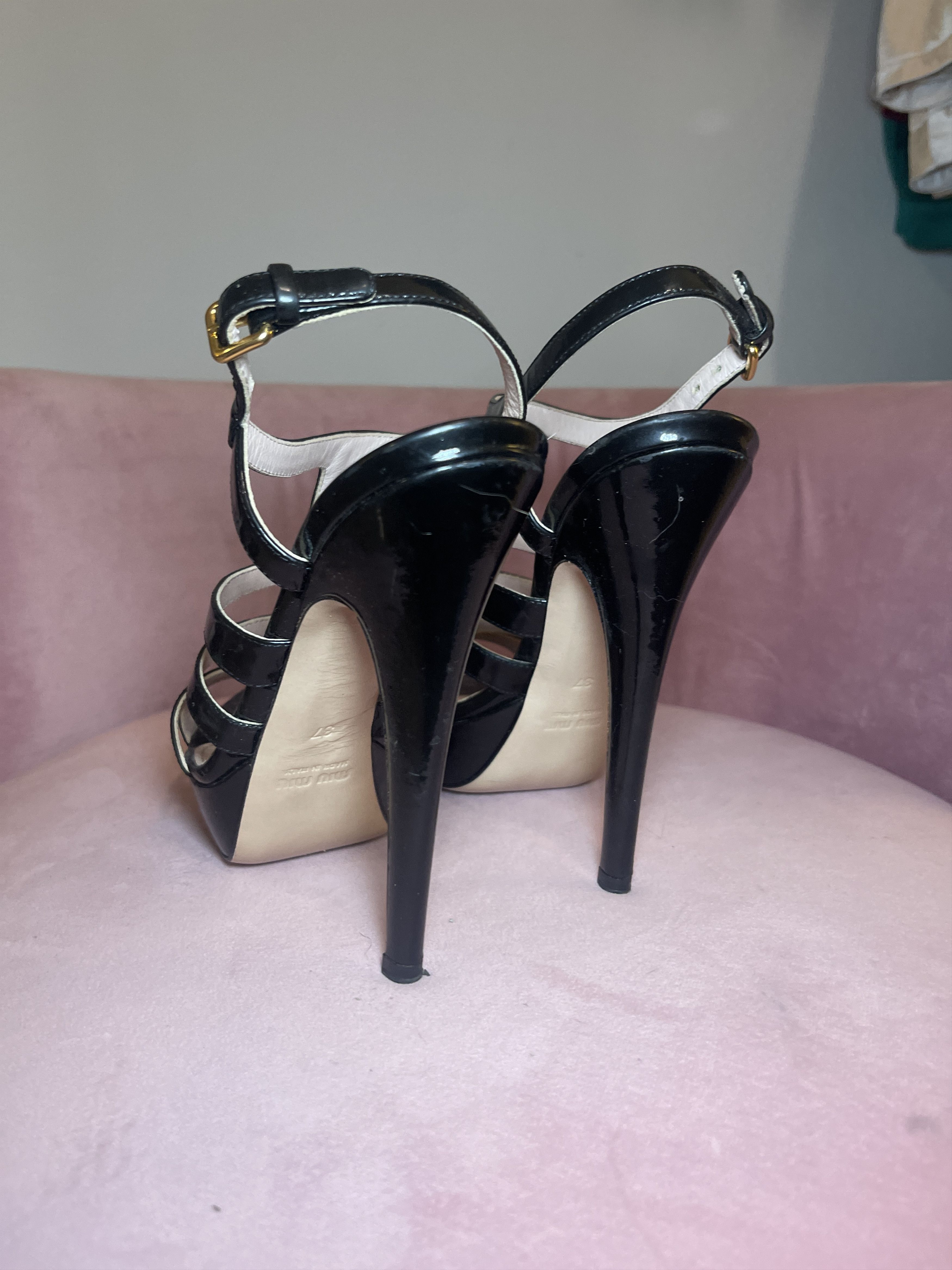 Miu Miu miu miu strappy black heels size 37 / 7 Size US 7 / IT 37 - 3 Thumbnail