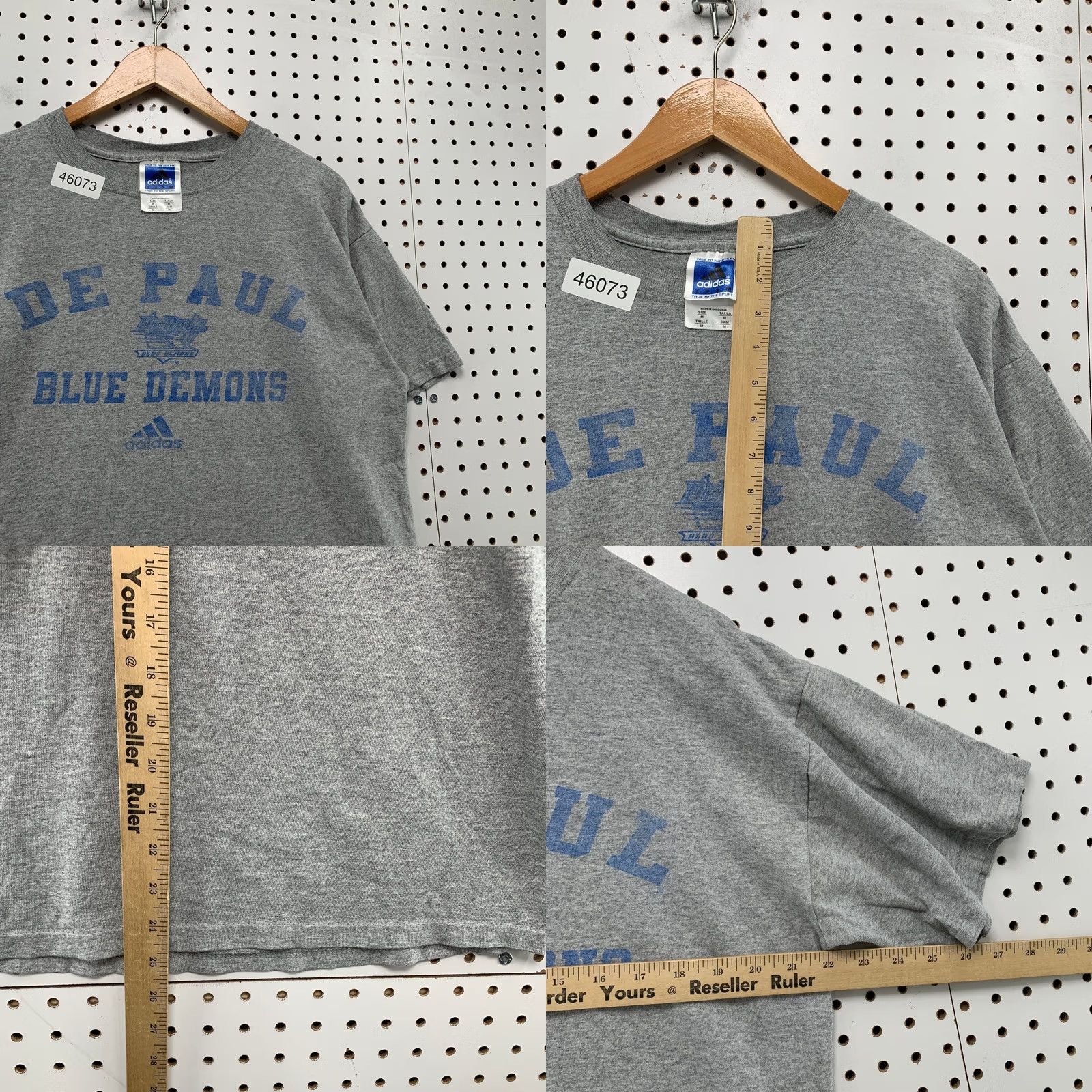 Adidas VINTAGE Adidas Depaul Shirt M Gray Blue Demons Gray Faded Short Sleeve Shirt Mens Medium Gray Adidas Depaul University Shirt Size US M / EU 48-50 / 2 - 8 Thumbnail