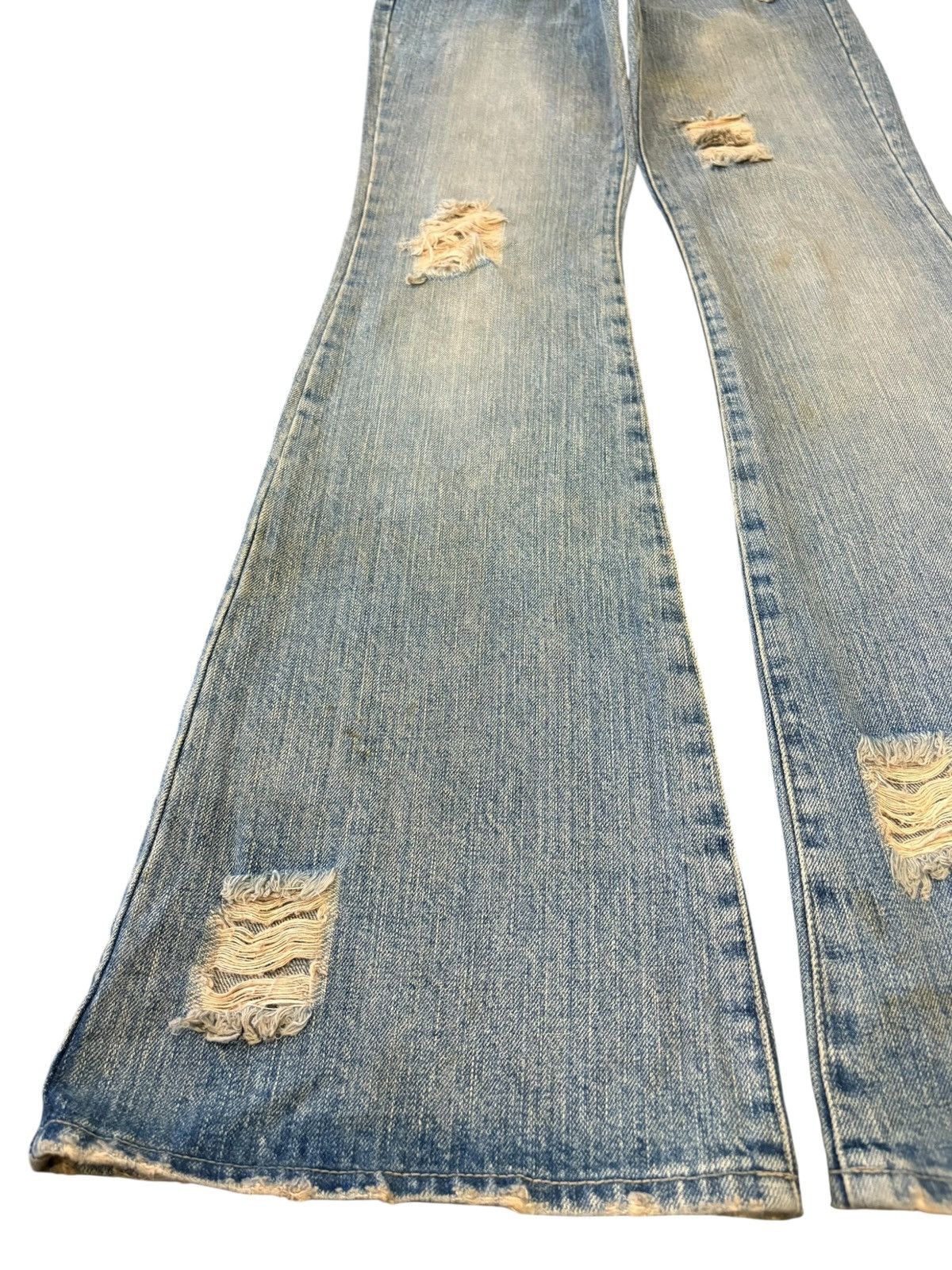Yasuyuki Ishii Vintage Japanese Brand Mud Wash Distressed Flare Jeans Size 28" / US 6 / IT 42 - 6 Thumbnail