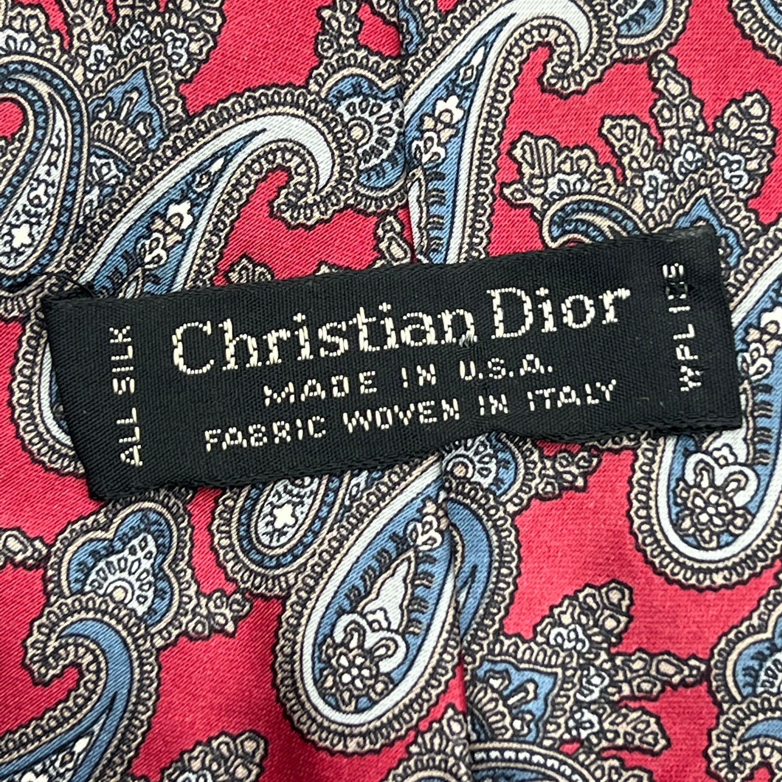 Dior × Vintage Vintage Christian Dior Paisley Silk Tie Red Size ONE SIZE - 3 Thumbnail