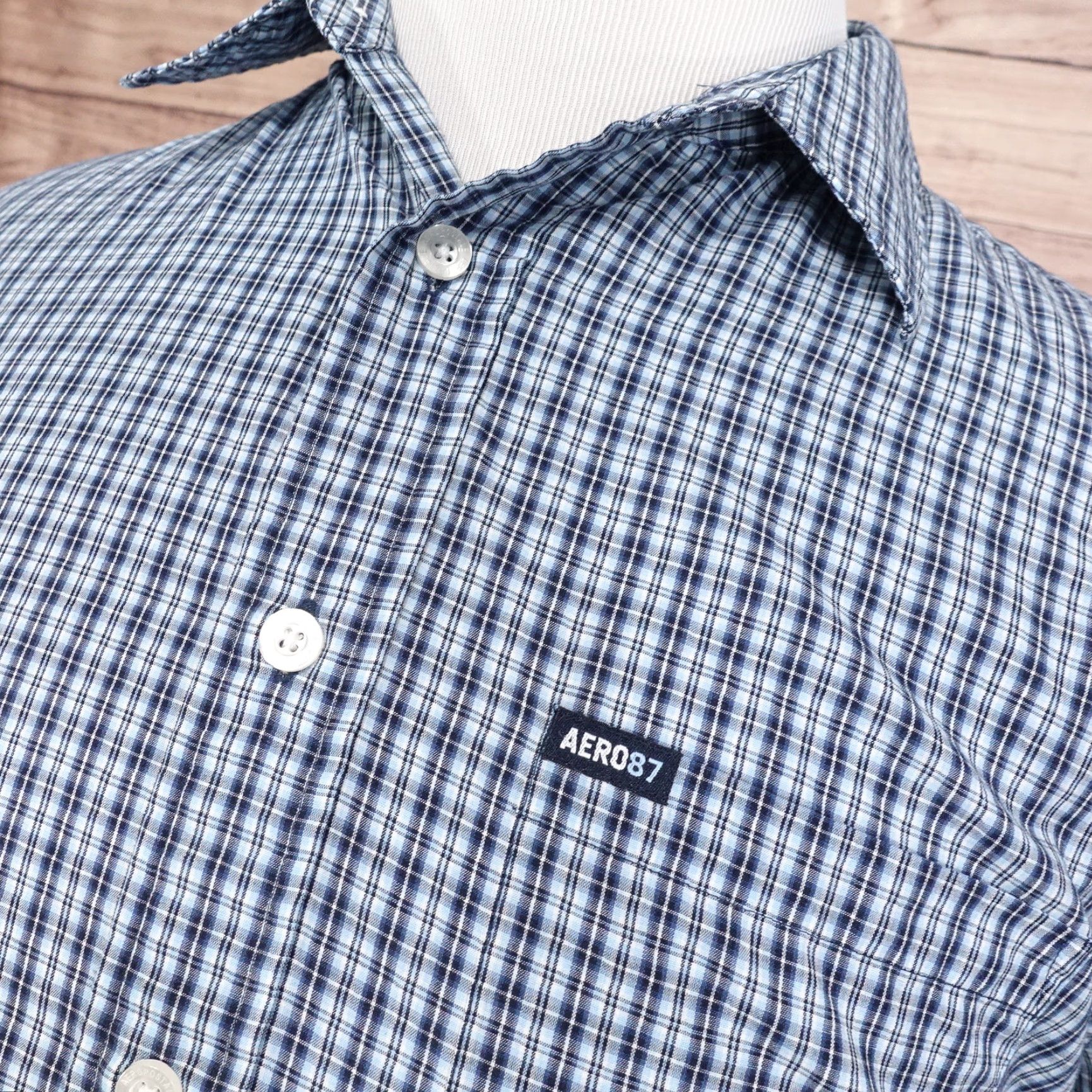 Aeropostale AEROPOSTALE Blue Plaid Short Sleeve Button-Up Shirt Adult Medium Men's Size US M / EU 48-50 / 2 - 2 Thumbnail
