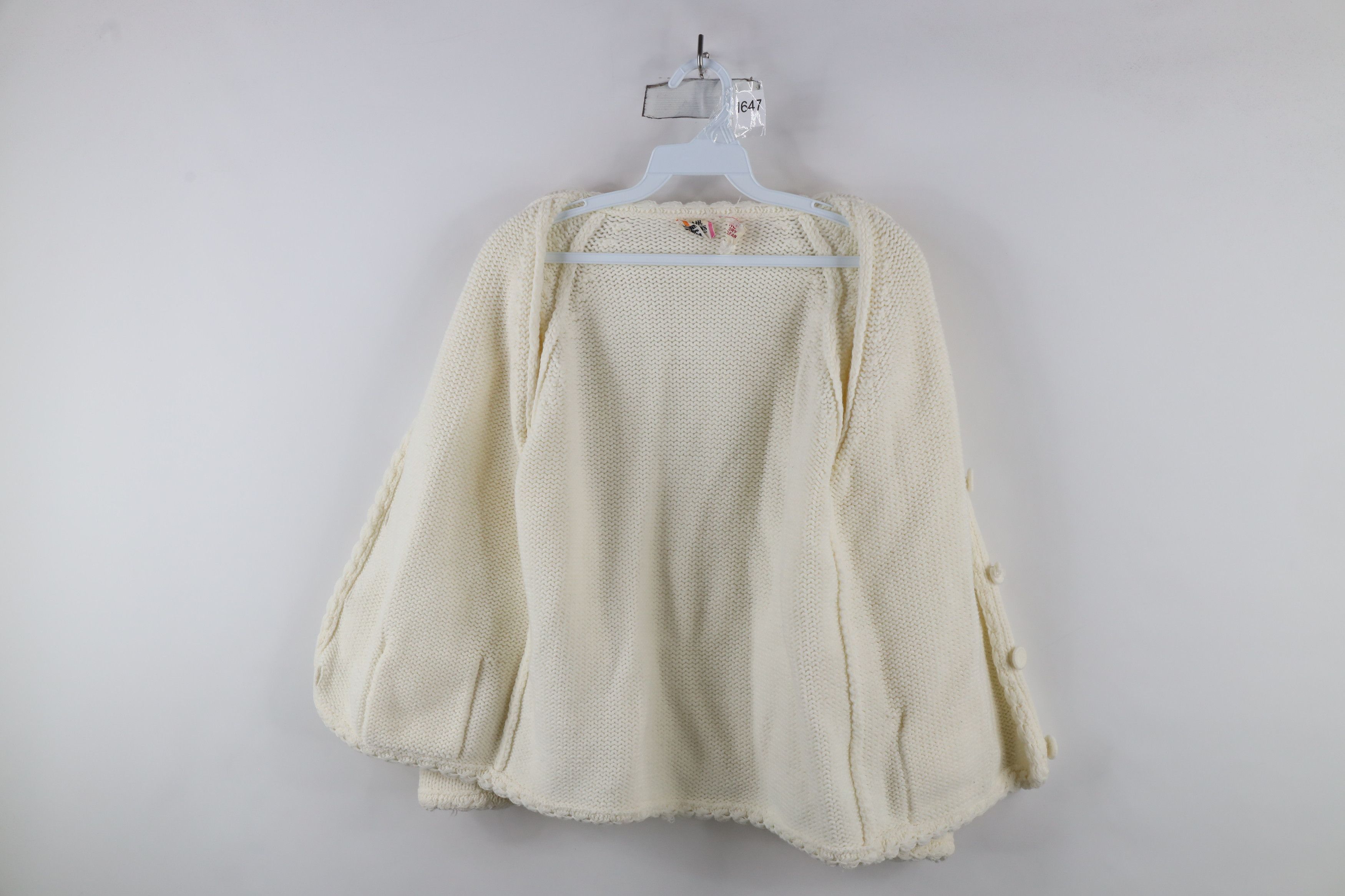Vintage Vintage 70s Ribbed Cable Knit Cardigan Sweater White Japan Size S / US 4 / IT 40 - 11 Thumbnail