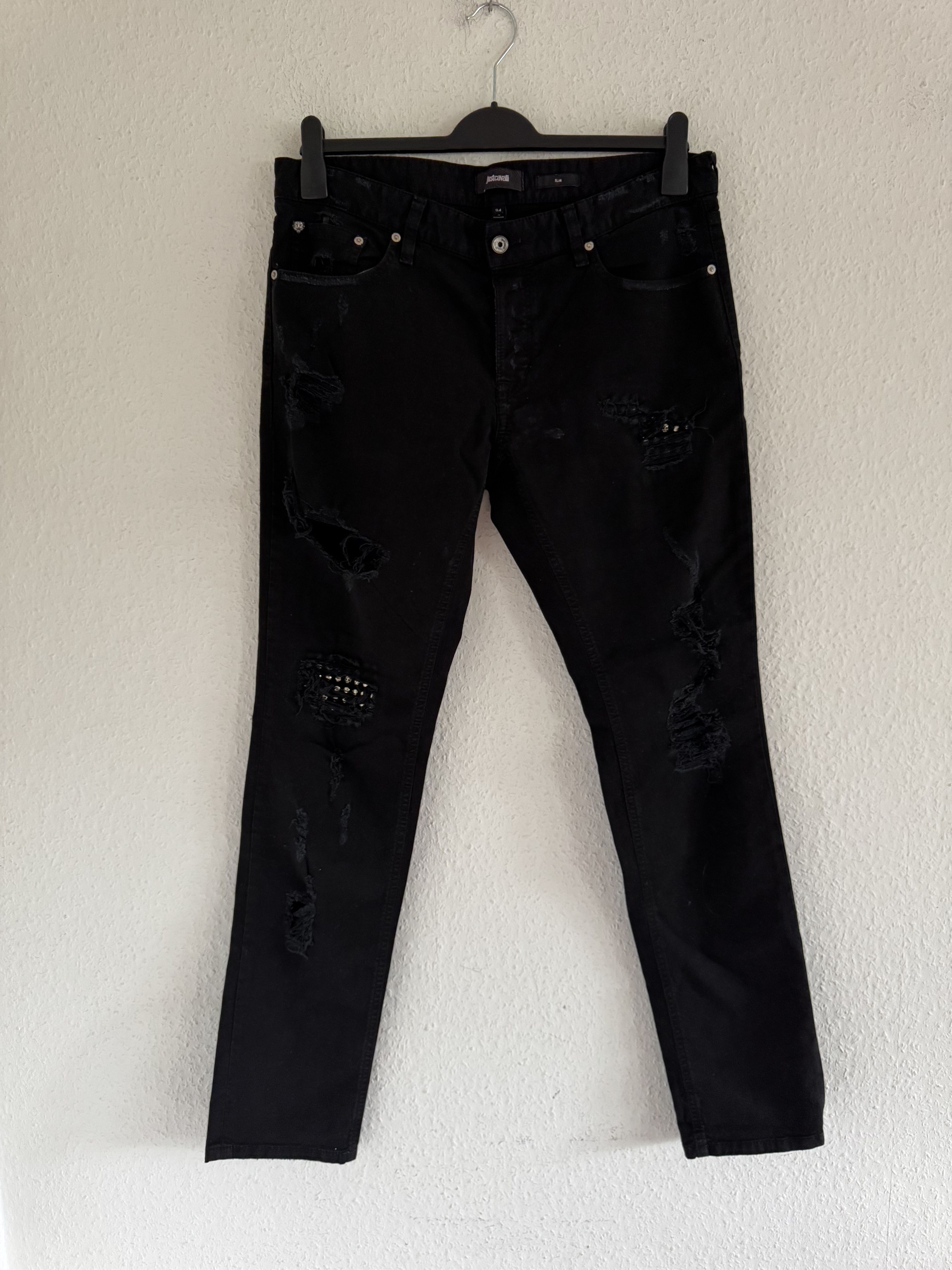Just Cavalli Studded Distressed Slim Jeans Size US 33 - 1 Thumbnail