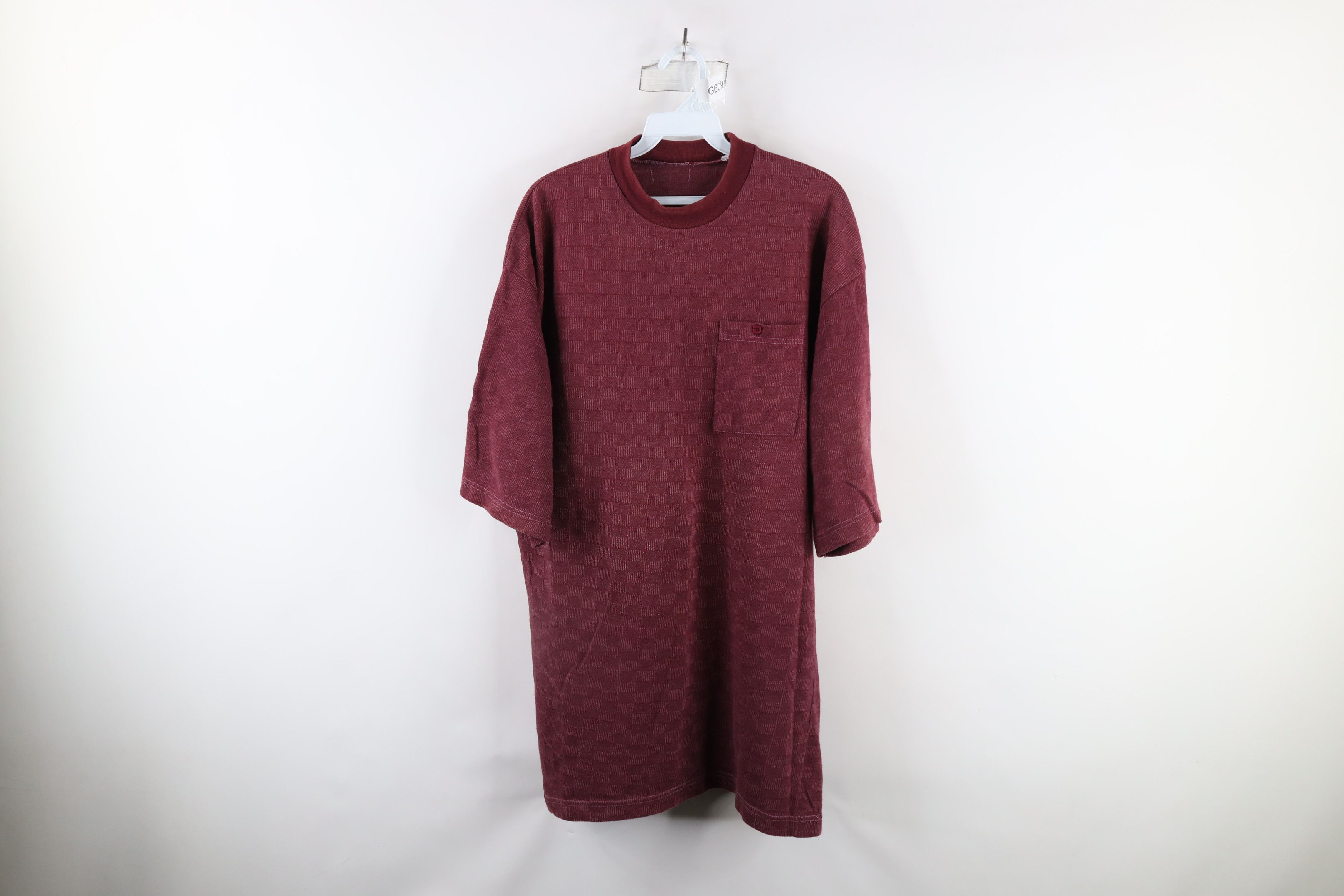 Vintage Vintage 90s Streetwear Fit Checkered Knit Pocket T-Shirt Red Size US L / EU 52-54 / 3 - 1 Thumbnail