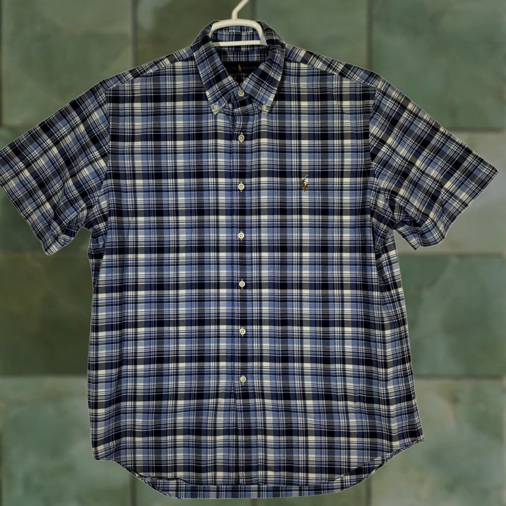 Ralph Lauren Ralph Lauren Shirt Mens Large Blue Plaid Button Down Short Sleeve Polo Pony Size US L / EU 52-54 / 3 - 1 Thumbnail