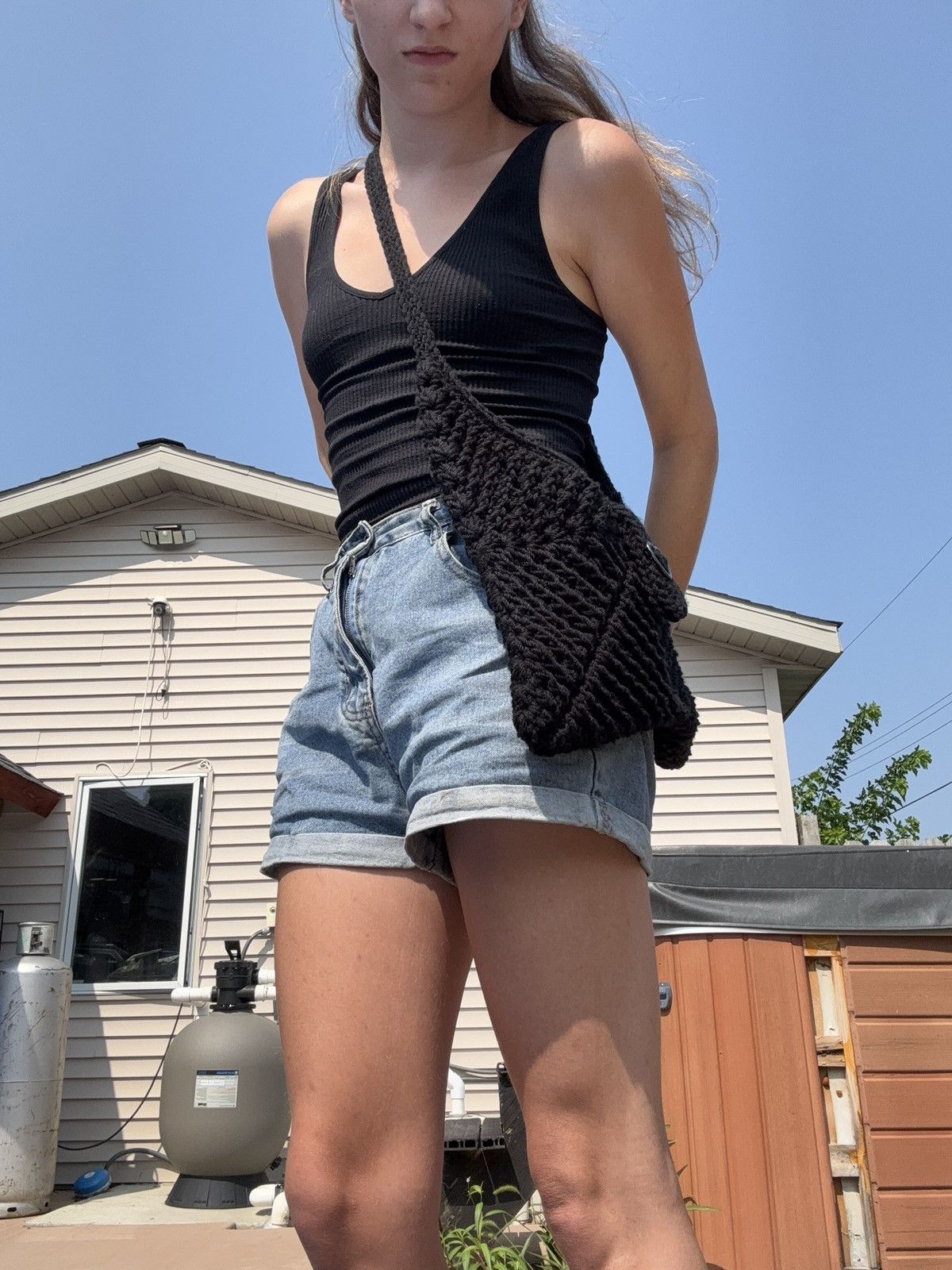 Handmade Crochet Original Black Purse Size ONE SIZE - 6 Thumbnail