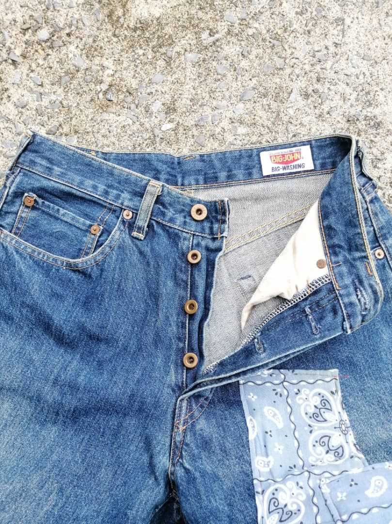 Big John × Japanese Brand Big John Made In Japan Patchwork Selvedge Baggy Jeans Size US 28 / EU 44 - 3 Thumbnail