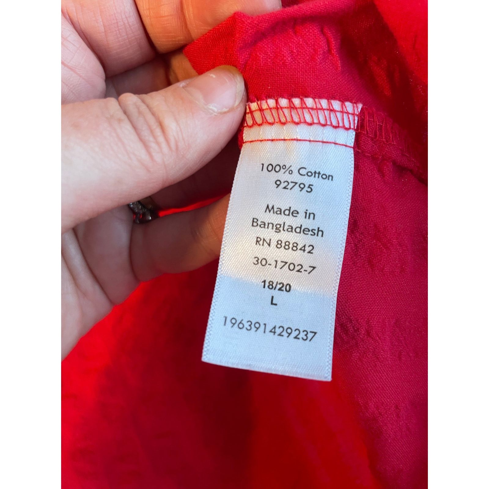 Other Woman Within Cotton Red Textured Roll Tab Button Up Top Lg Size XXL / US 16-18 / IT 52-54 - 9 Thumbnail