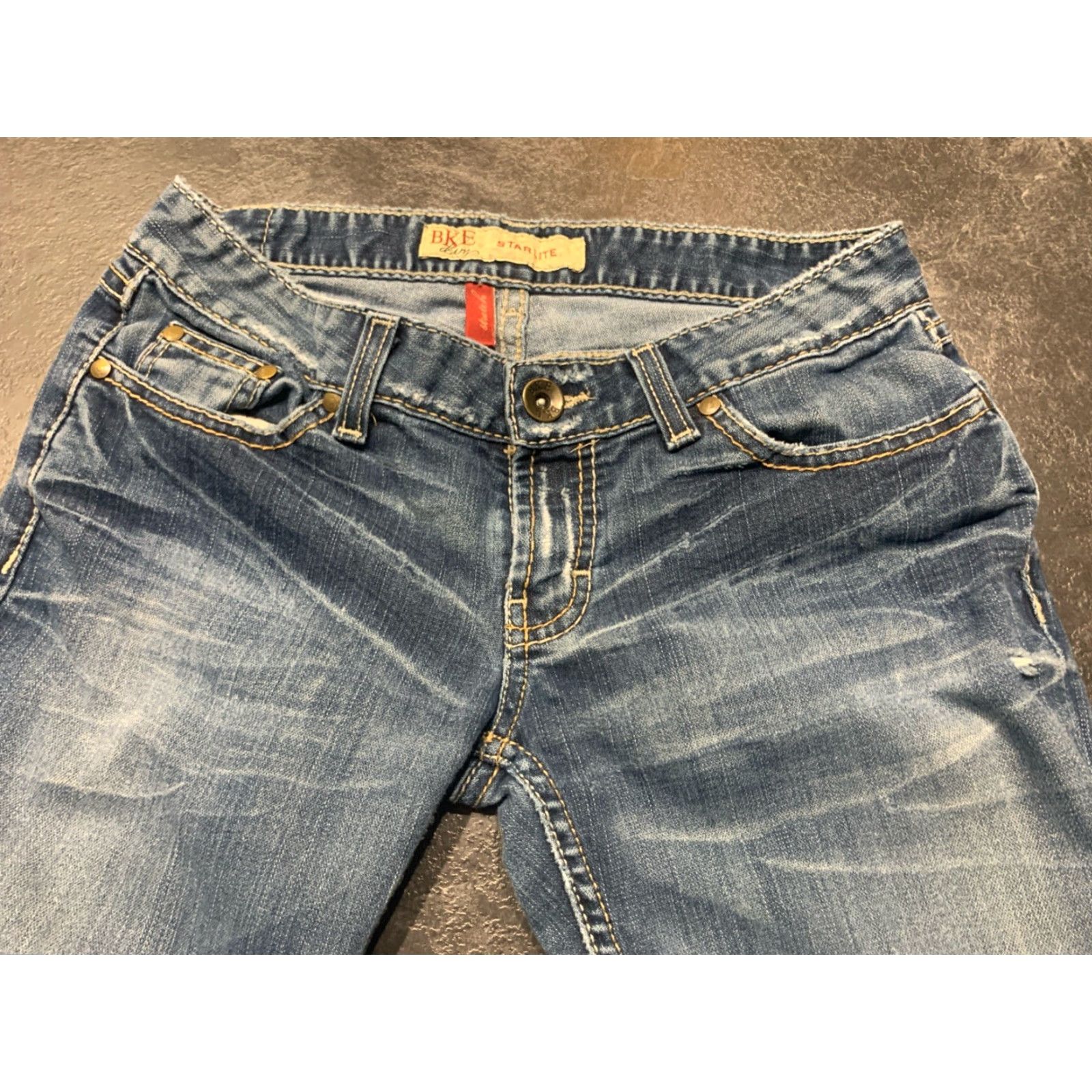 Vintage Buckle BKE Womens Jeans Flared 28x34 Blue Low Rise Stretch Denim Fall Winter Spring Size 28" / US 6 / IT 42 - 5 Thumbnail