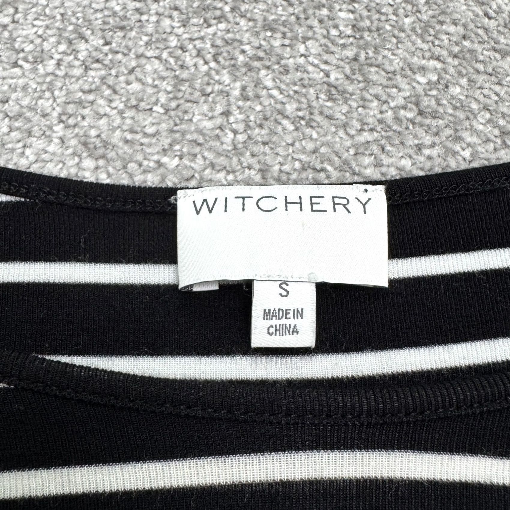 Vintage Witchery Striped Shift Dress Womens Small Black White Long Sleeve Hi-Low Sheer Knit Spandex Viscose Round Neck Regular Length Casual Womens Size S / US 4 / IT 40 - 7 Thumbnail