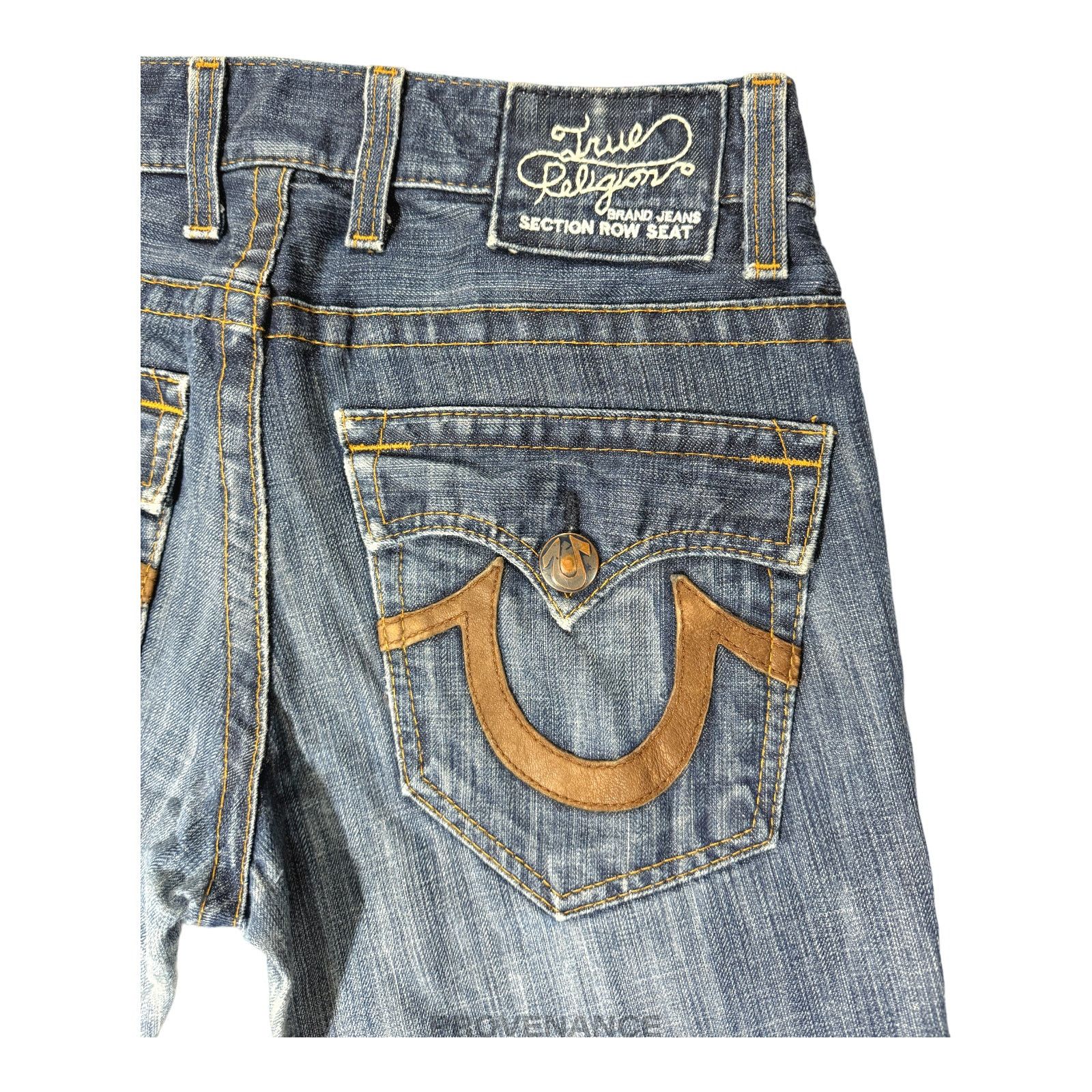 True Religion 🔴 True Religion Blue Denim Jeans - Brown Suede Trim - 31 Size US 31 - 4 Thumbnail