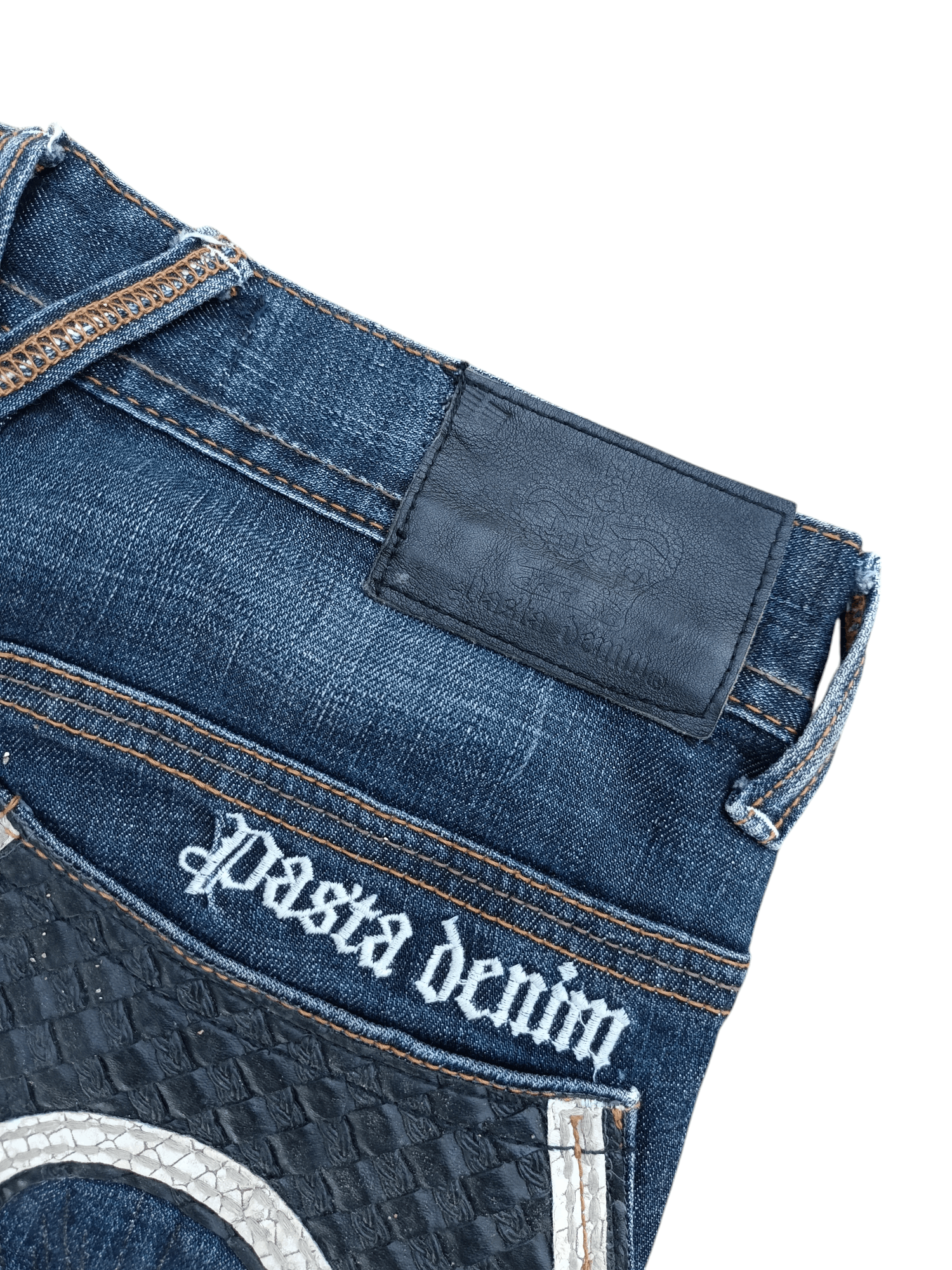 Tornado Mart PASTADENIM Skinny Distressed Whiskers Faded Embroidery Cross Size US 30 / EU 46 - 16 Thumbnail