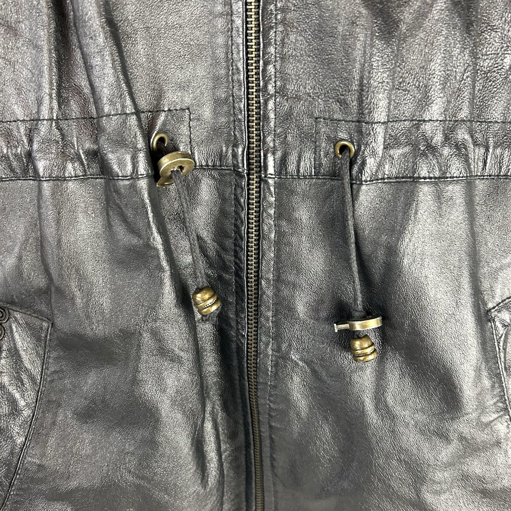 Vintage VINTAGE Global Identity G III Black Leather Jacket Coat Hood Embroidered Paisley Med Womens Overcoat Size M / US 6-8 / IT 42-44 - 6 Thumbnail